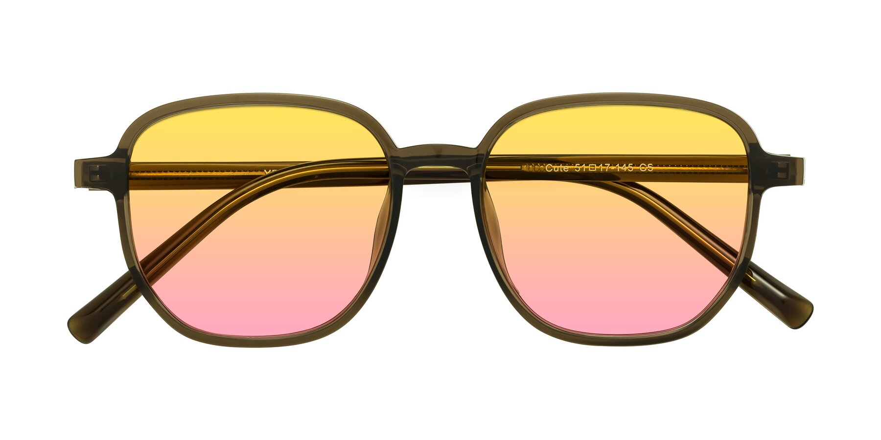 Folded Front of Cute in Coffee with Yellow / Pink Gradient Lenses