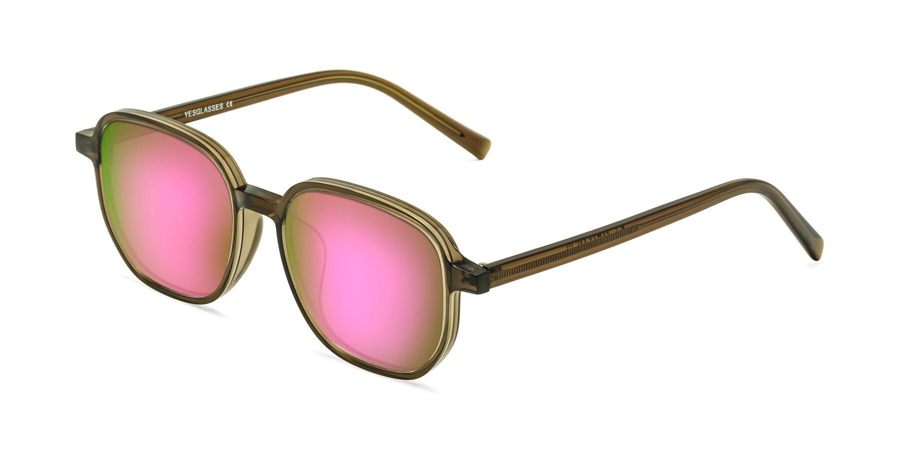 Angle of Cute in Coffee with Pink Mirrored Lenses