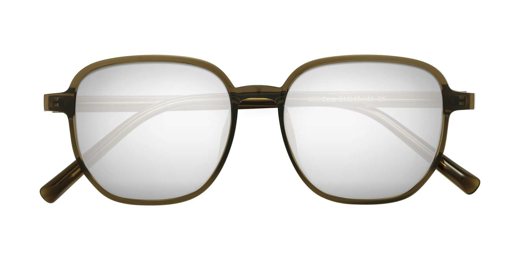 Folded Front of Cute in Coffee with Silver Mirrored Lenses