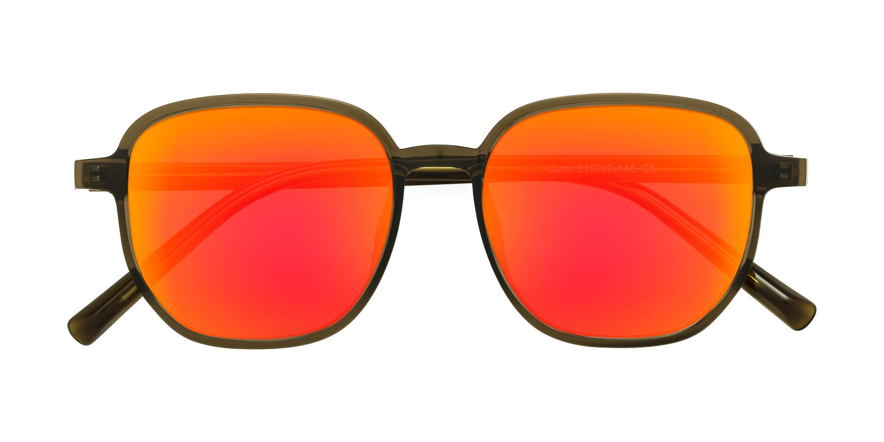 Folded Front of Cute in Coffee with Red Gold Mirrored Lenses