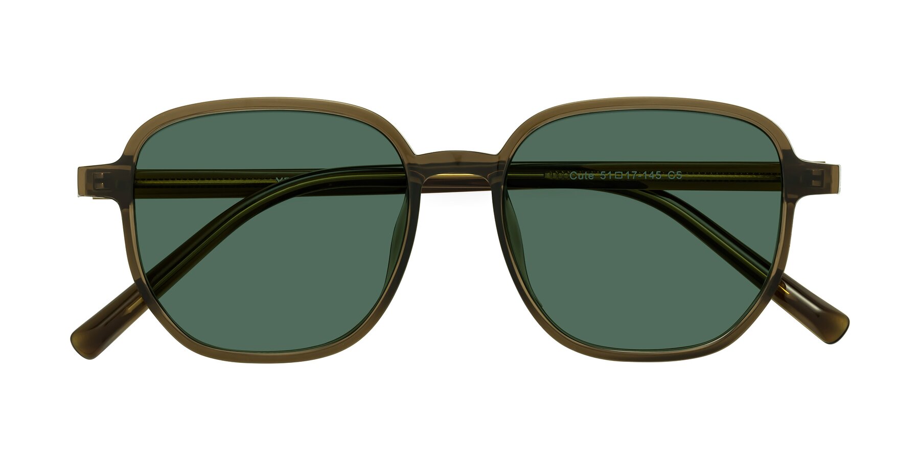 Folded Front of Cute in Coffee with Green Polarized Lenses