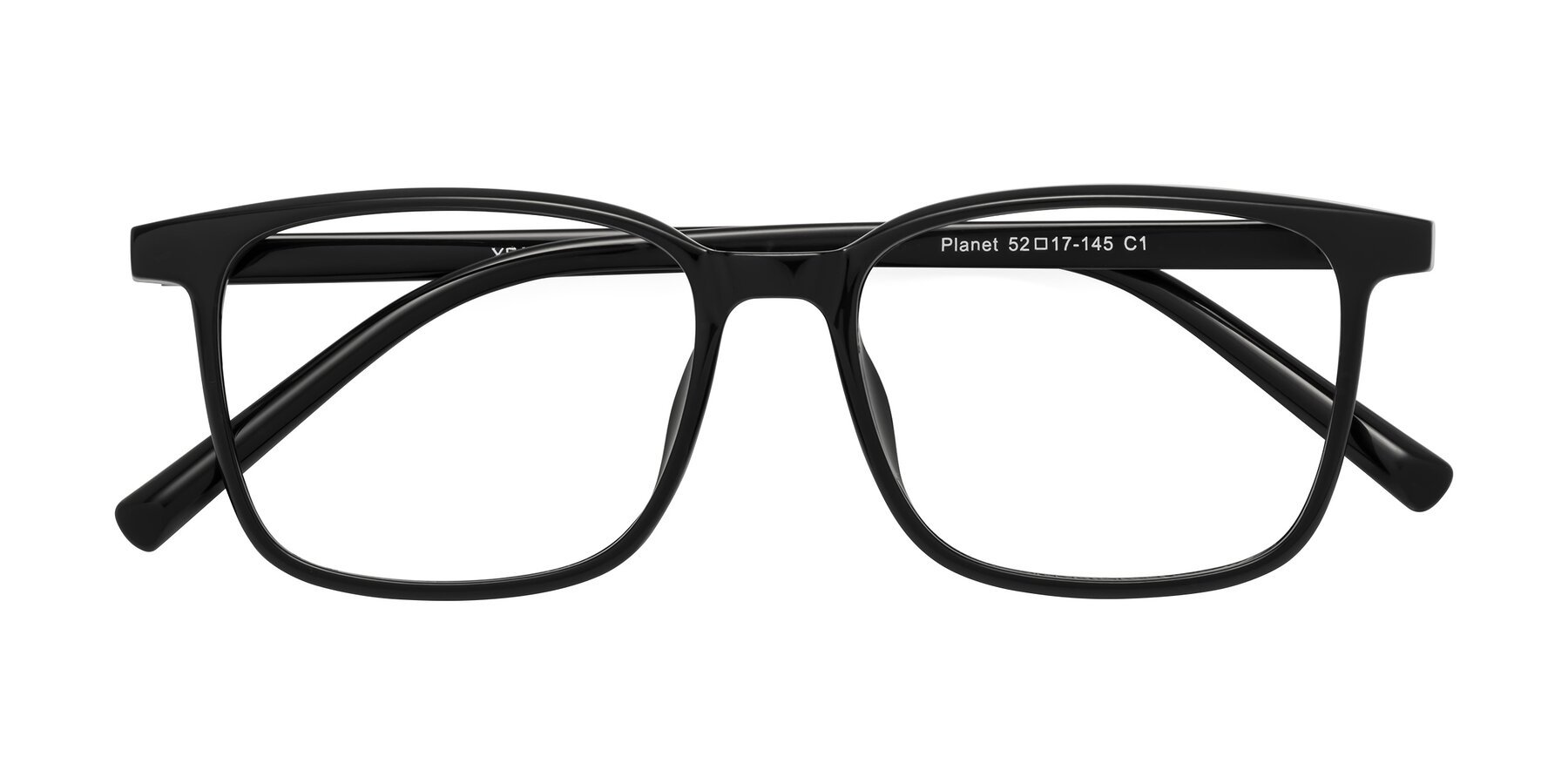 Folded Front of Planet in Black with Clear Reading Eyeglass Lenses