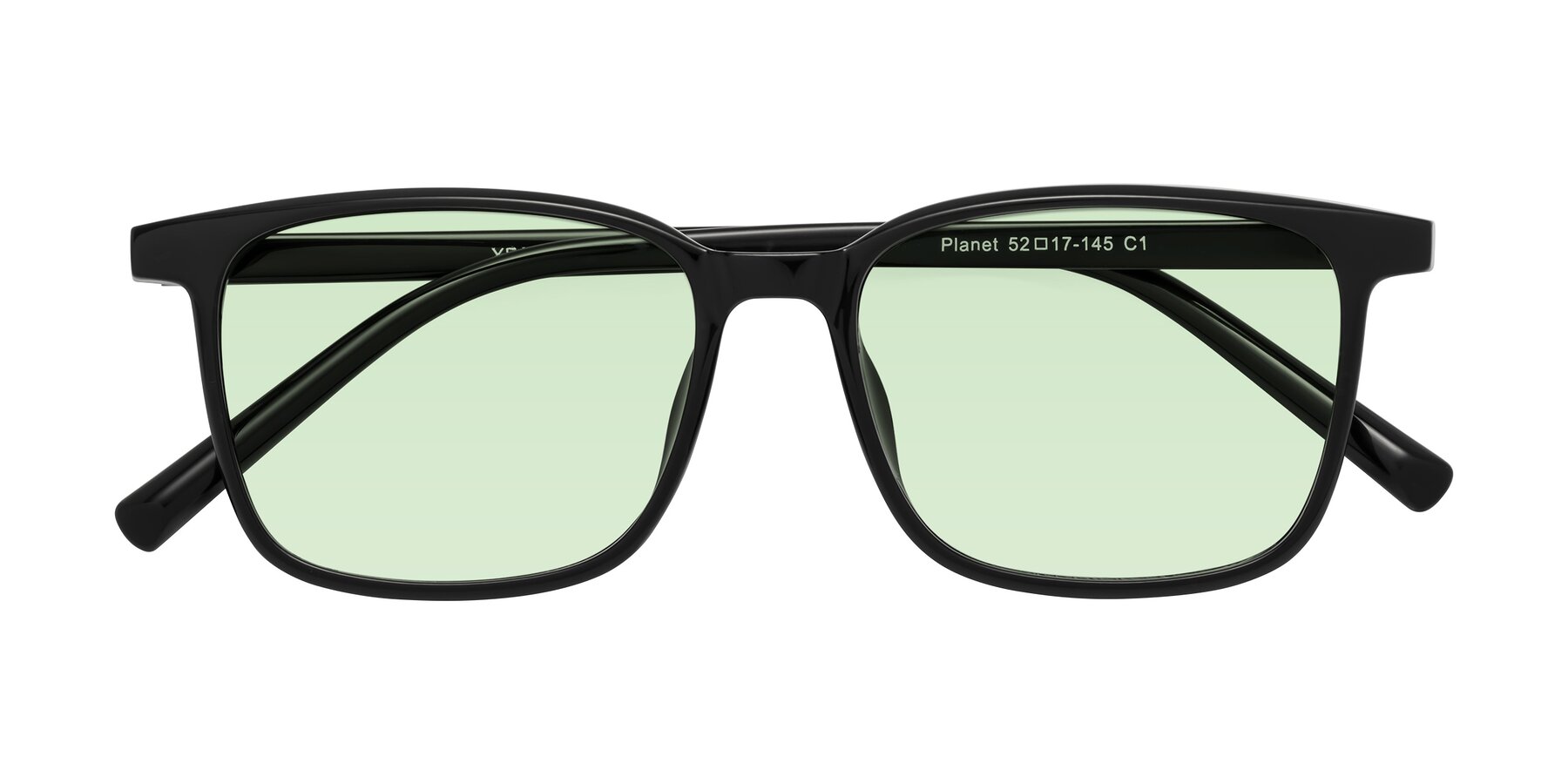 Folded Front of Planet in Black with Light Green Tinted Lenses