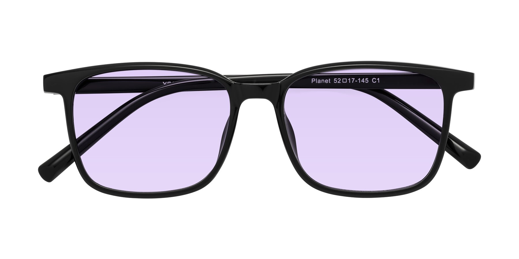 Folded Front of Planet in Black with Light Purple Tinted Lenses
