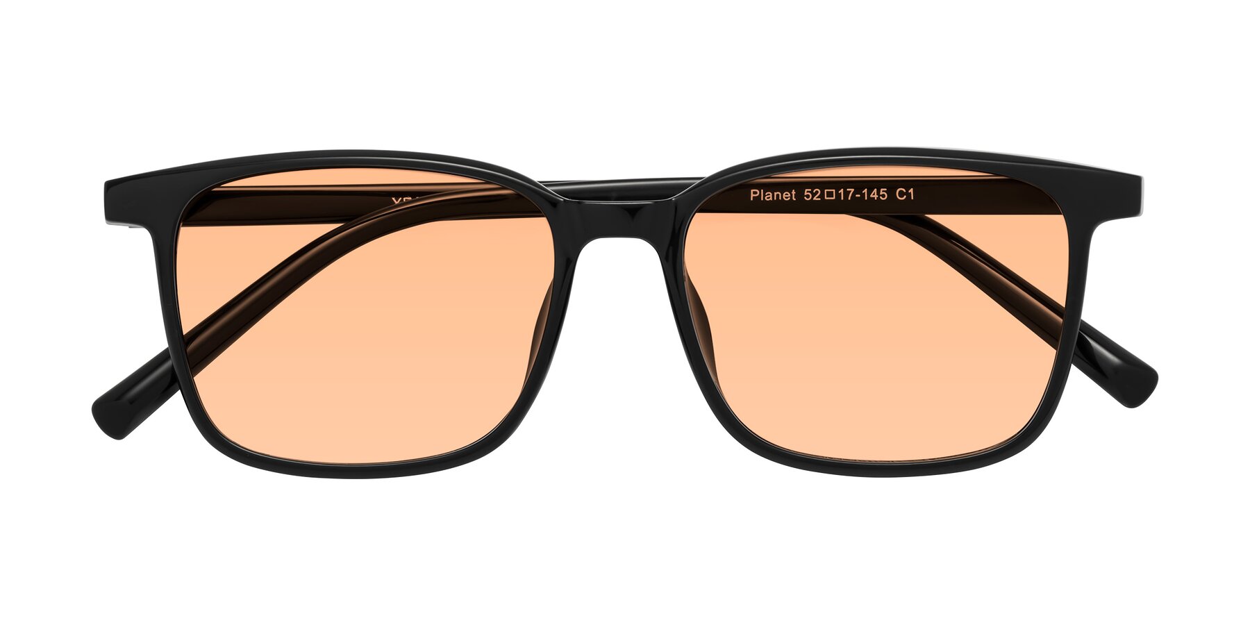 Folded Front of Planet in Black with Light Orange Tinted Lenses