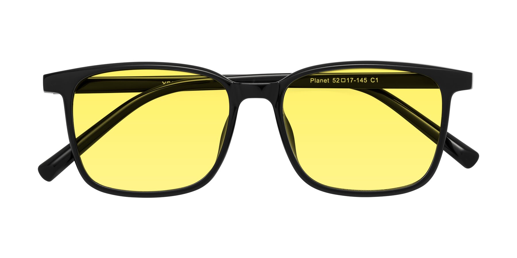 Folded Front of Planet in Black with Medium Yellow Tinted Lenses