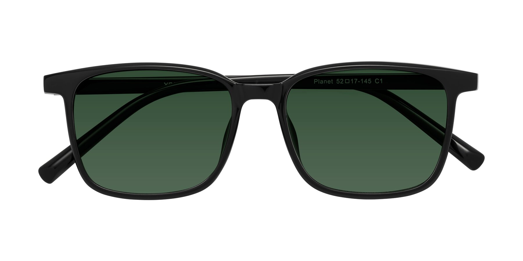 Folded Front of Planet in Black with Green Tinted Lenses