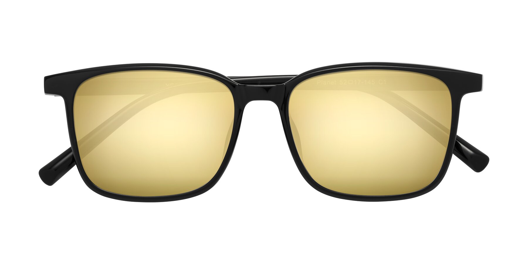 Folded Front of Planet in Black with Gold Mirrored Lenses