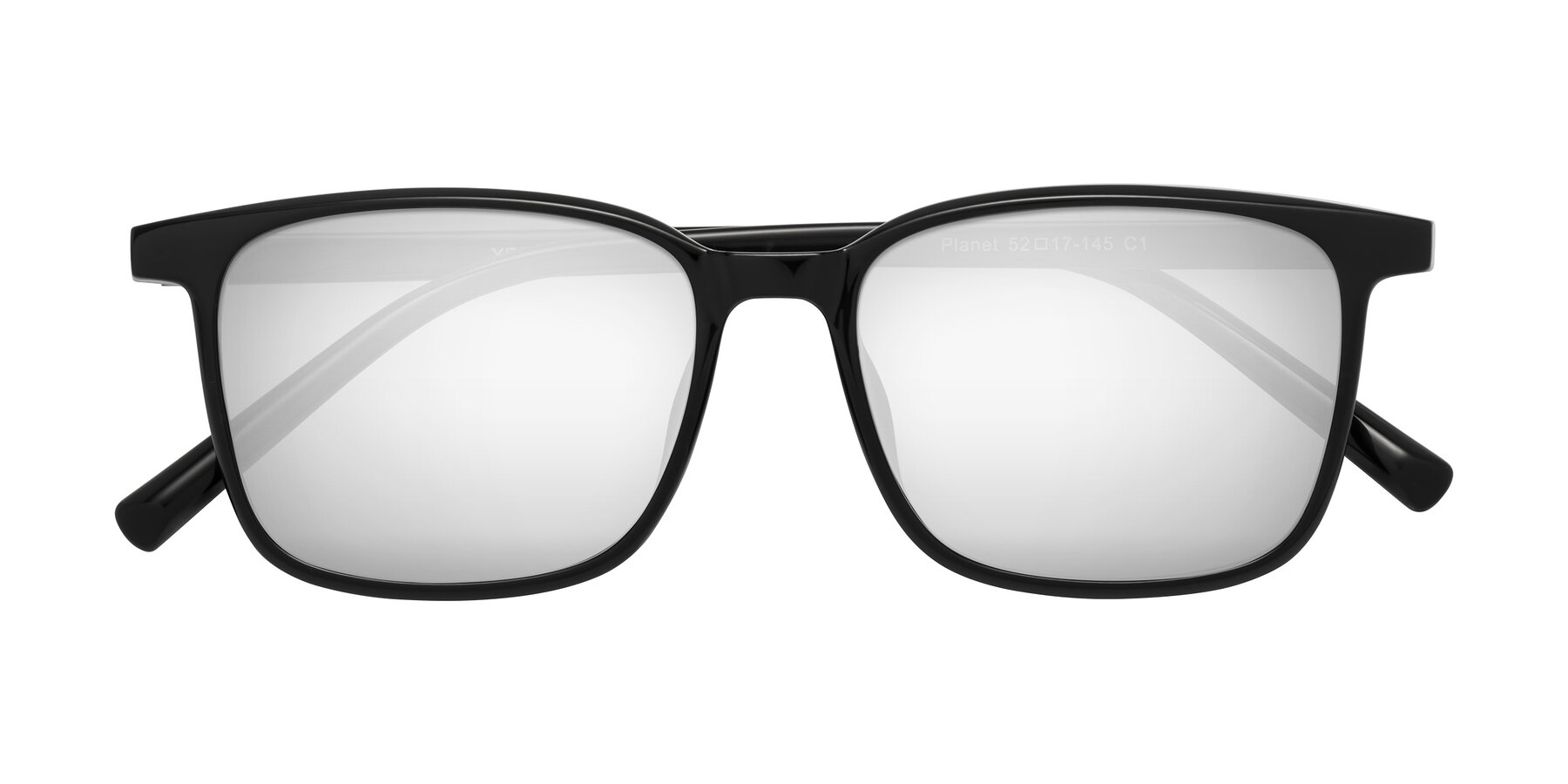 Folded Front of Planet in Black with Silver Mirrored Lenses