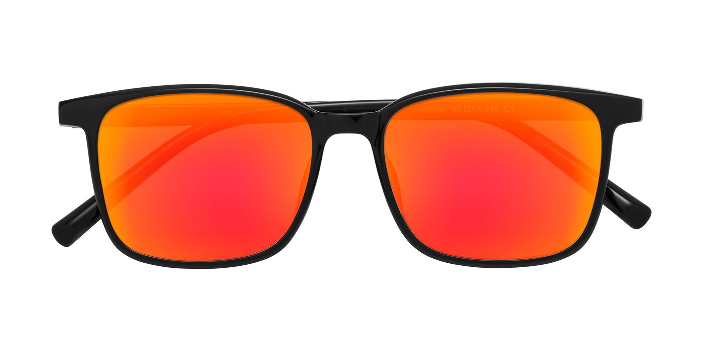 Planet - Black Flash Mirrored Sunglasses