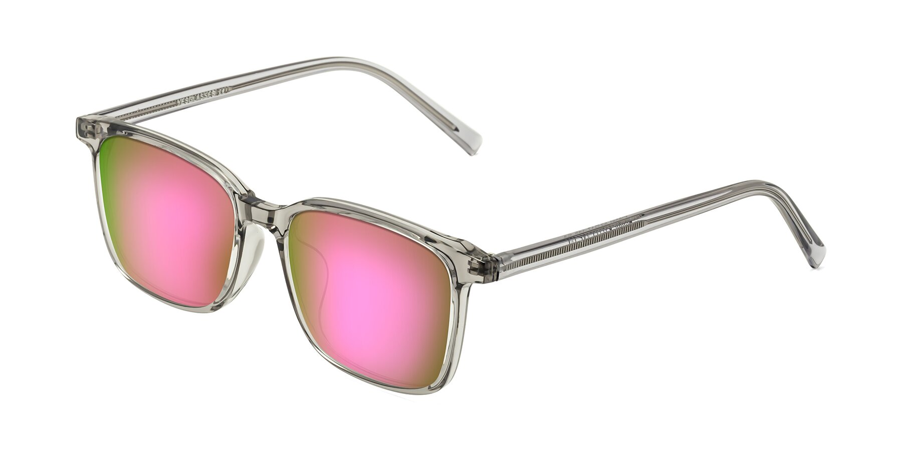 Angle of Planet in Translucent Gray with Pink Mirrored Lenses