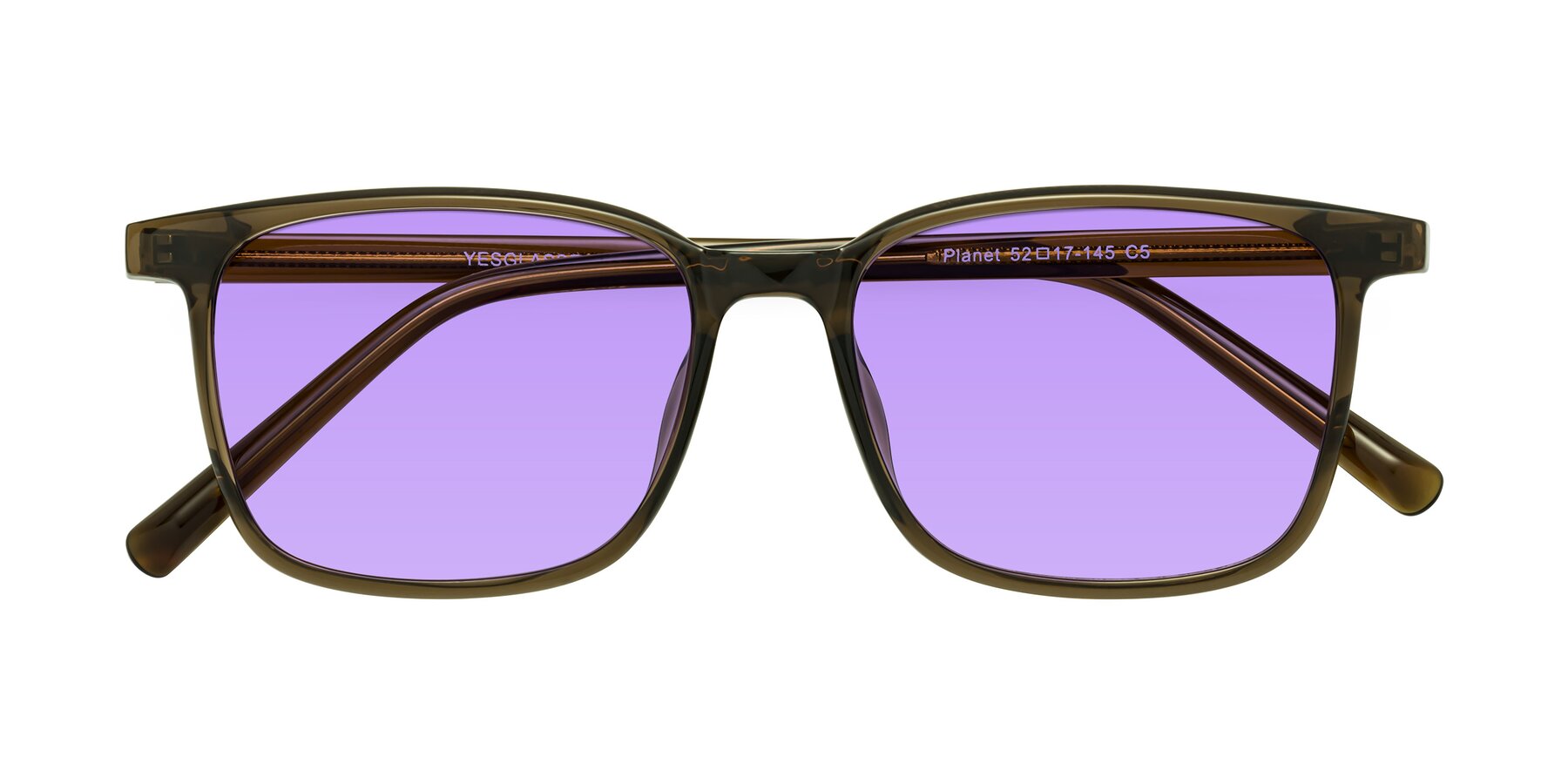 Folded Front of Planet in Coffee with Medium Purple Tinted Lenses