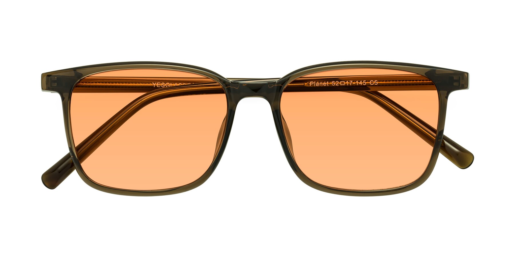 Folded Front of Planet in Coffee with Medium Orange Tinted Lenses