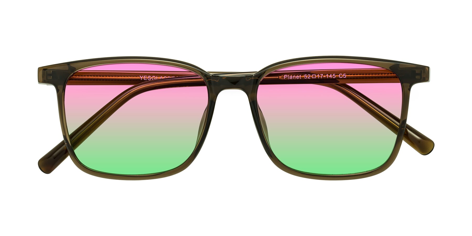 Folded Front of Planet in Coffee with Pink / Green Gradient Lenses