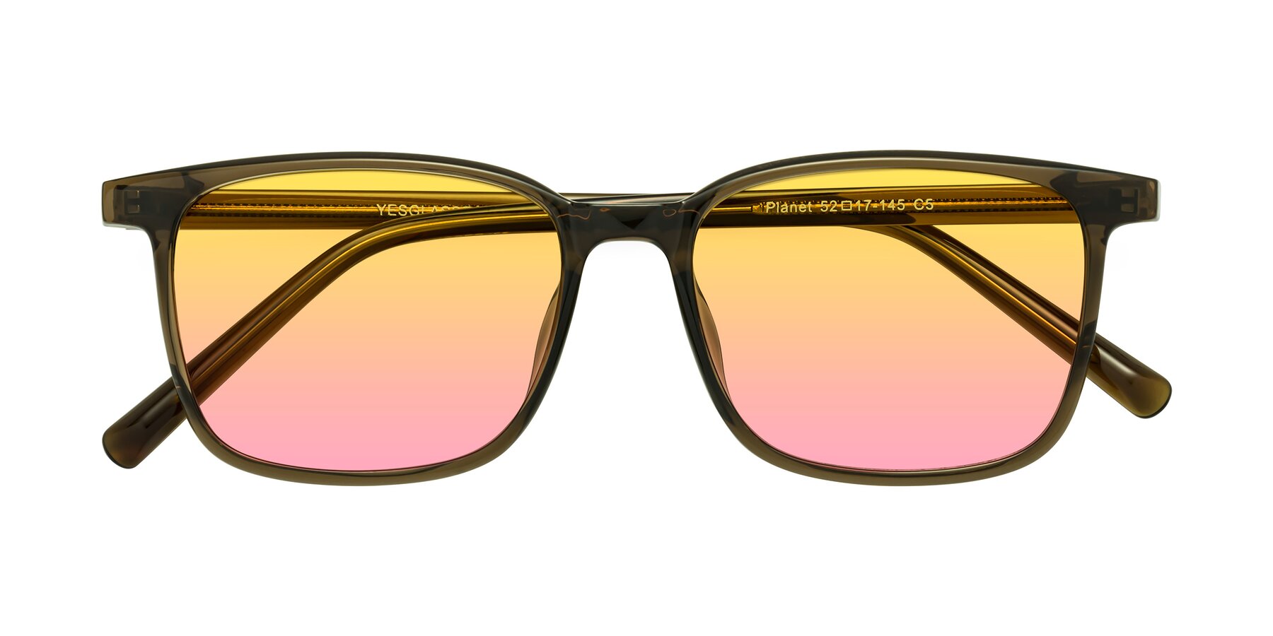 Folded Front of Planet in Coffee with Yellow / Pink Gradient Lenses