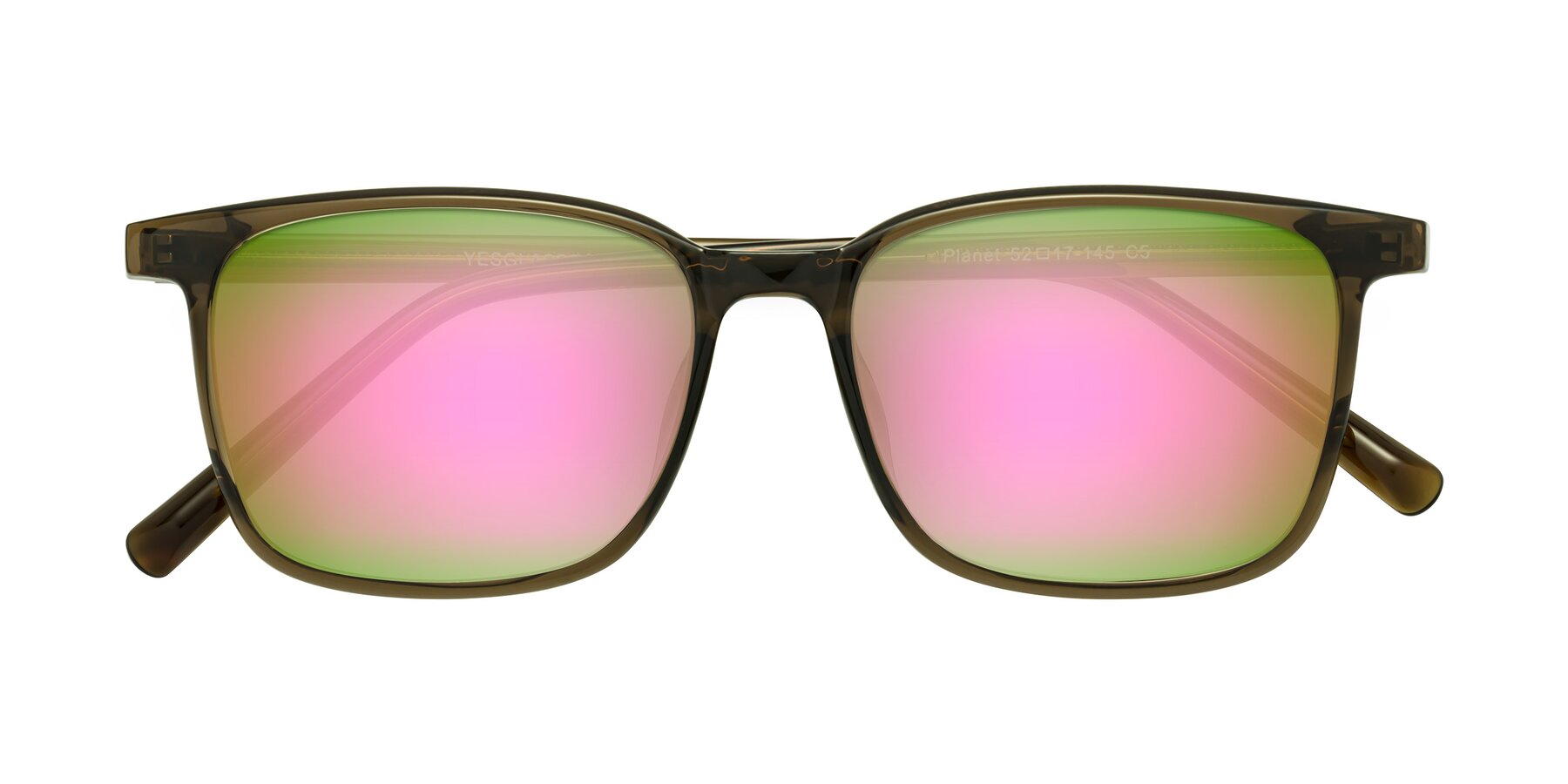 Folded Front of Planet in Coffee with Pink Mirrored Lenses