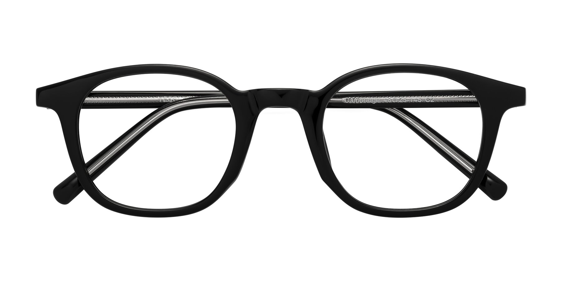 Folded Front of Cambridge in Black with Clear Eyeglass Lenses