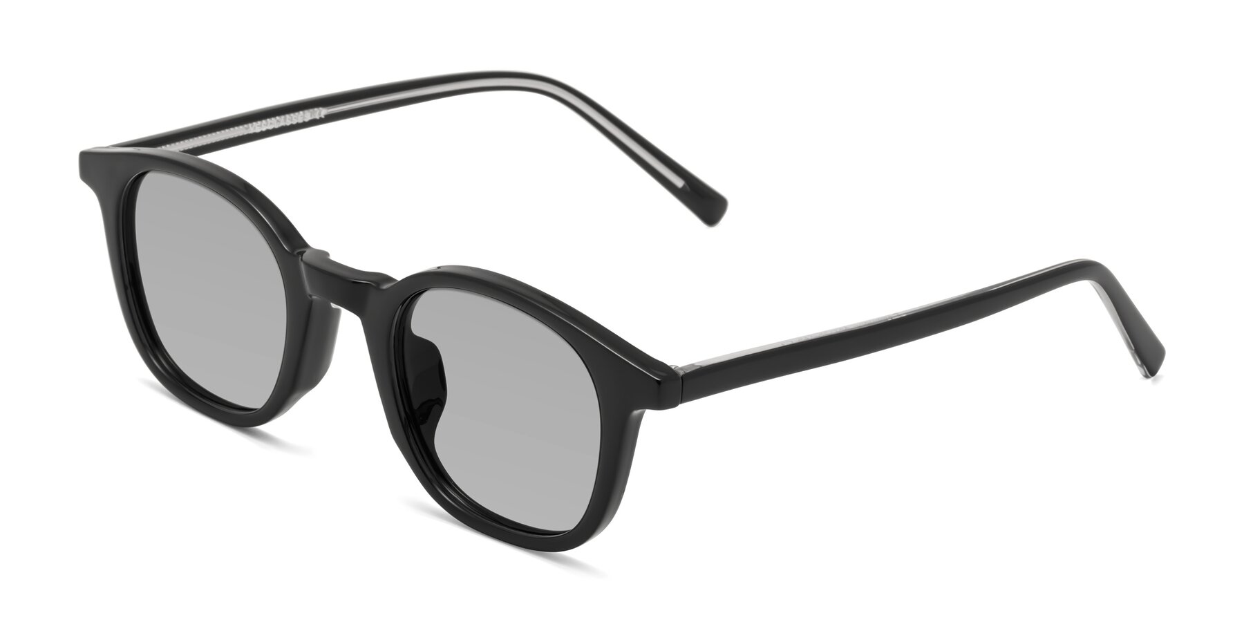 Angle of Cambridge in Black with Light Gray Tinted Lenses
