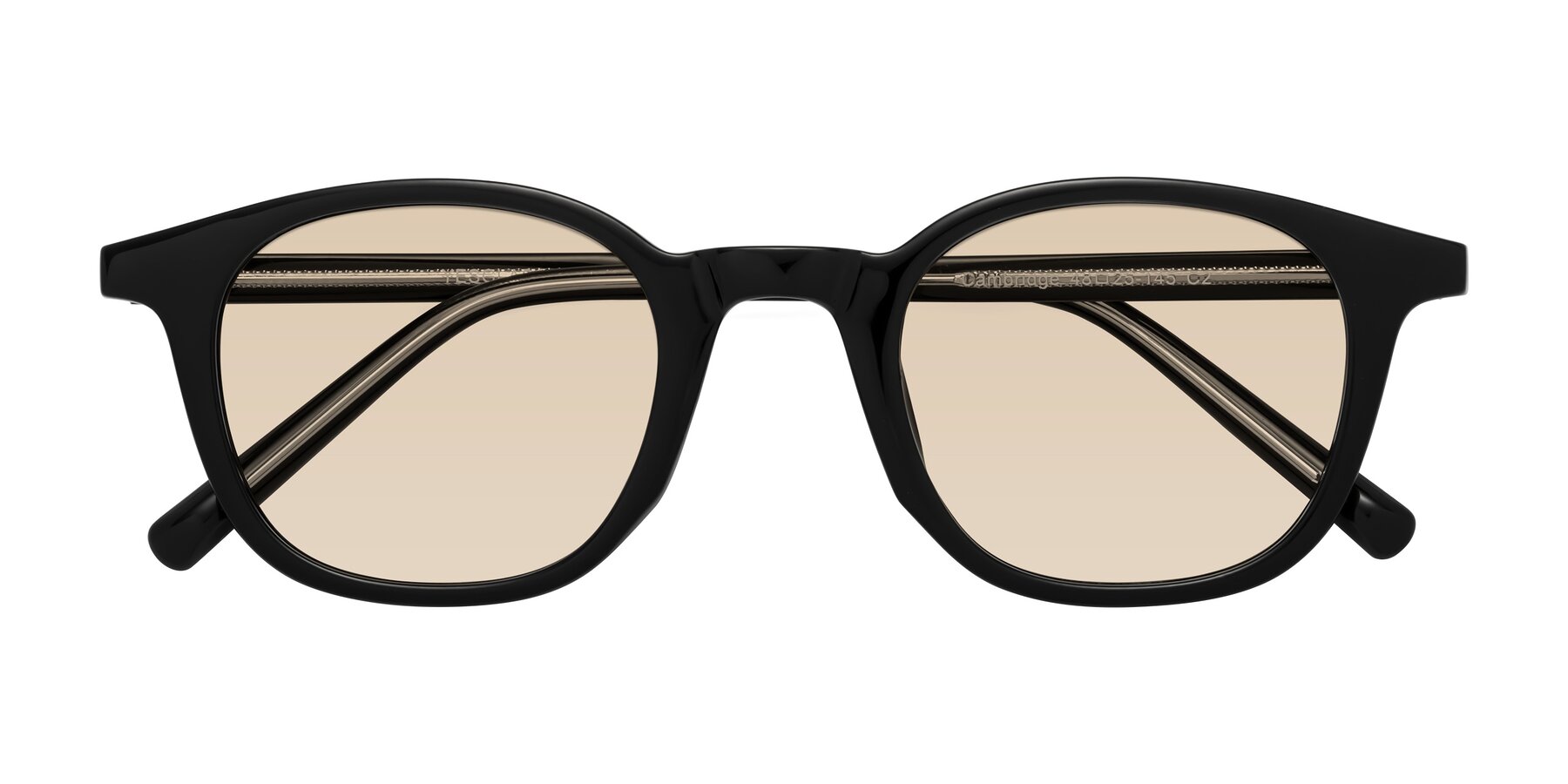 Folded Front of Cambridge in Black with Light Brown Tinted Lenses