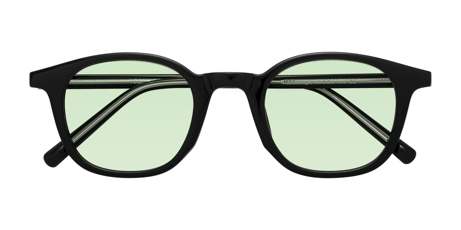 Folded Front of Cambridge in Black with Light Green Tinted Lenses