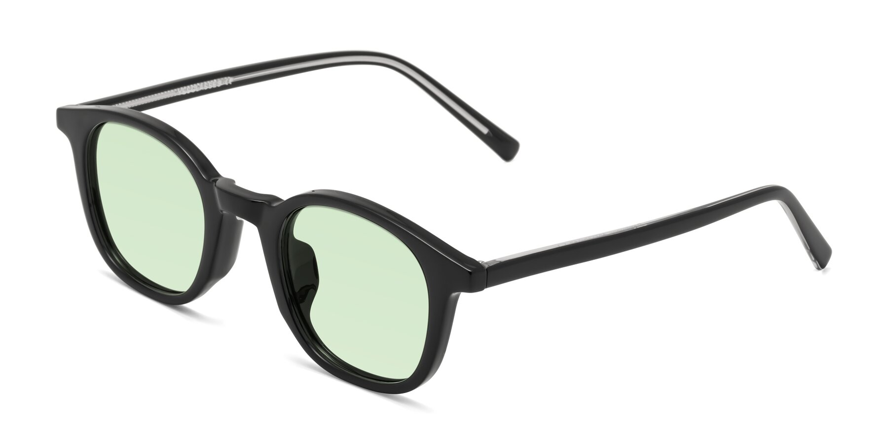 Angle of Cambridge in Black with Light Green Tinted Lenses