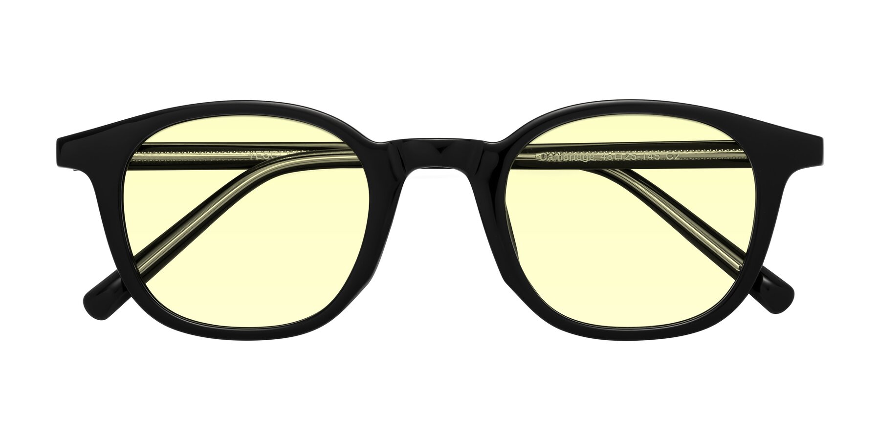 Folded Front of Cambridge in Black with Light Yellow Tinted Lenses