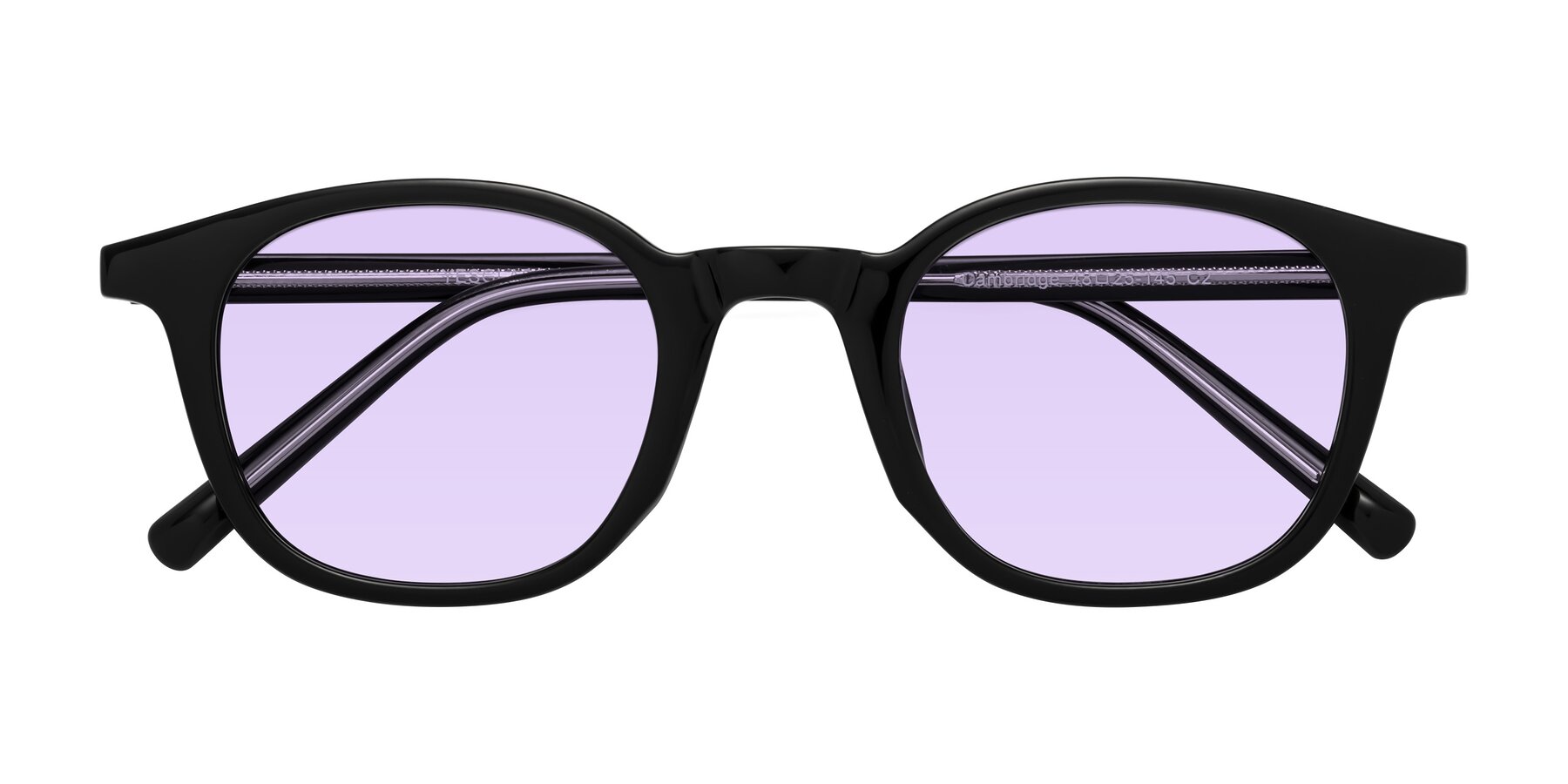 Folded Front of Cambridge in Black with Light Purple Tinted Lenses