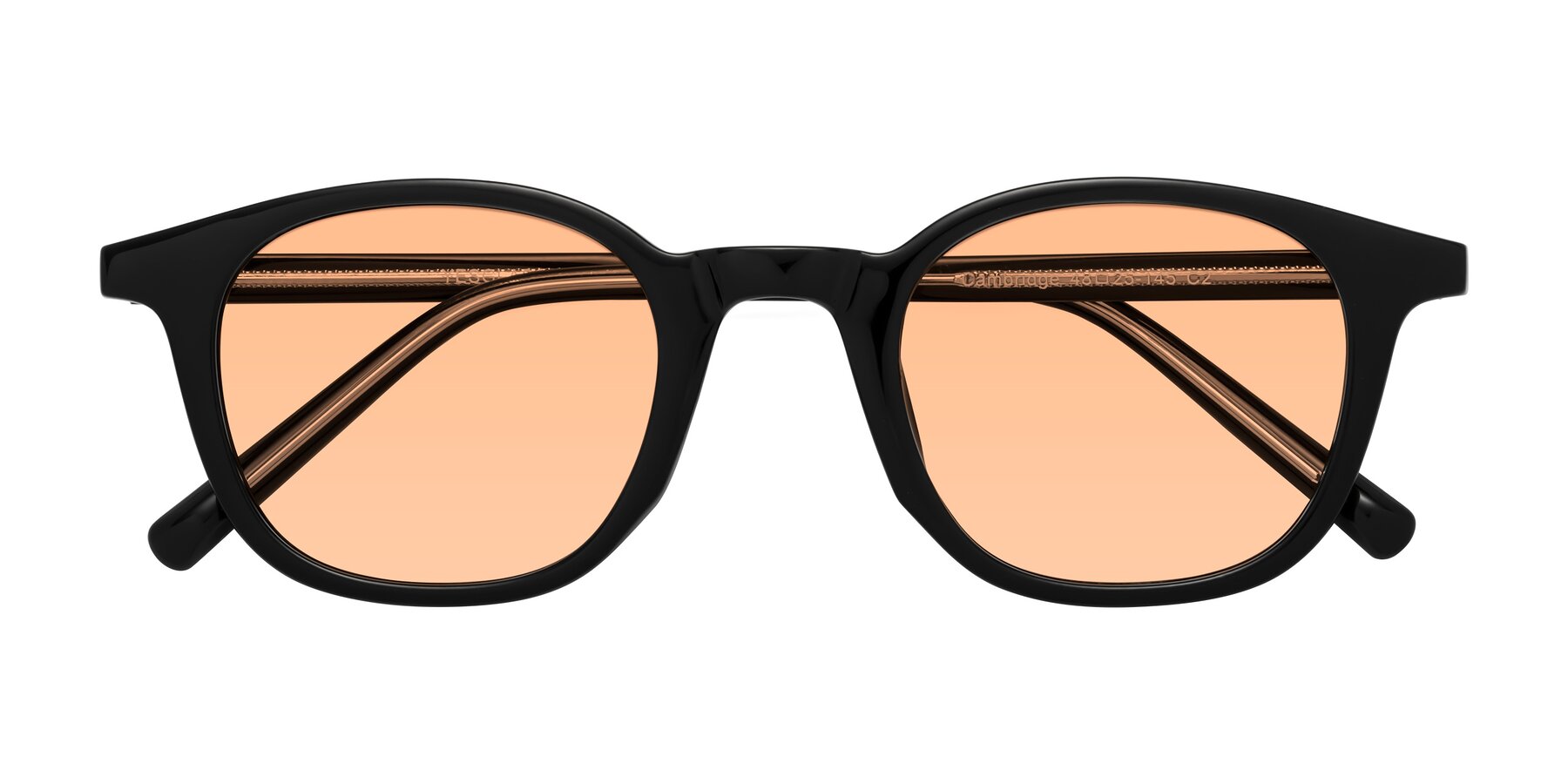 Folded Front of Cambridge in Black with Light Orange Tinted Lenses