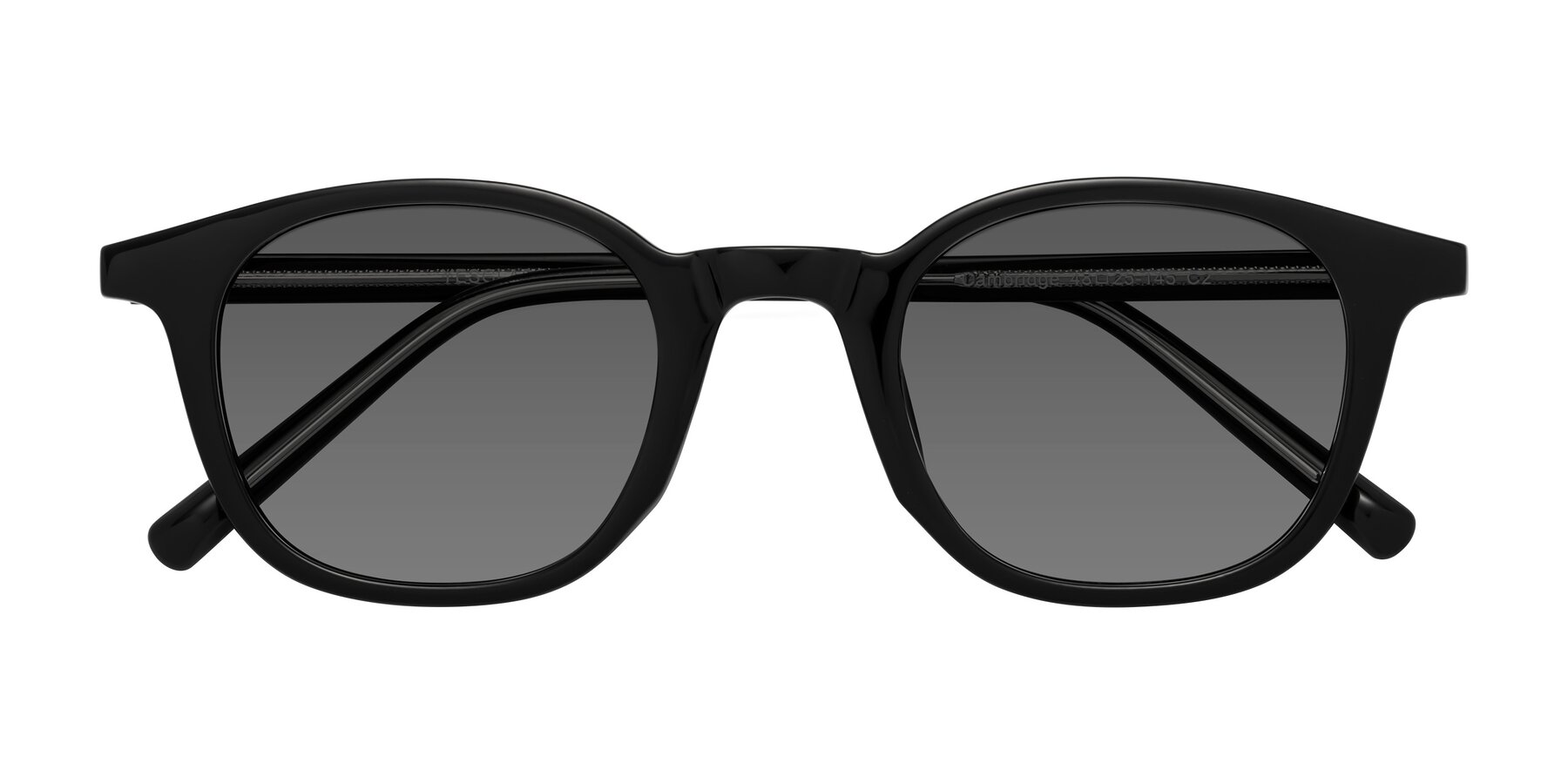 Folded Front of Cambridge in Black with Medium Gray Tinted Lenses