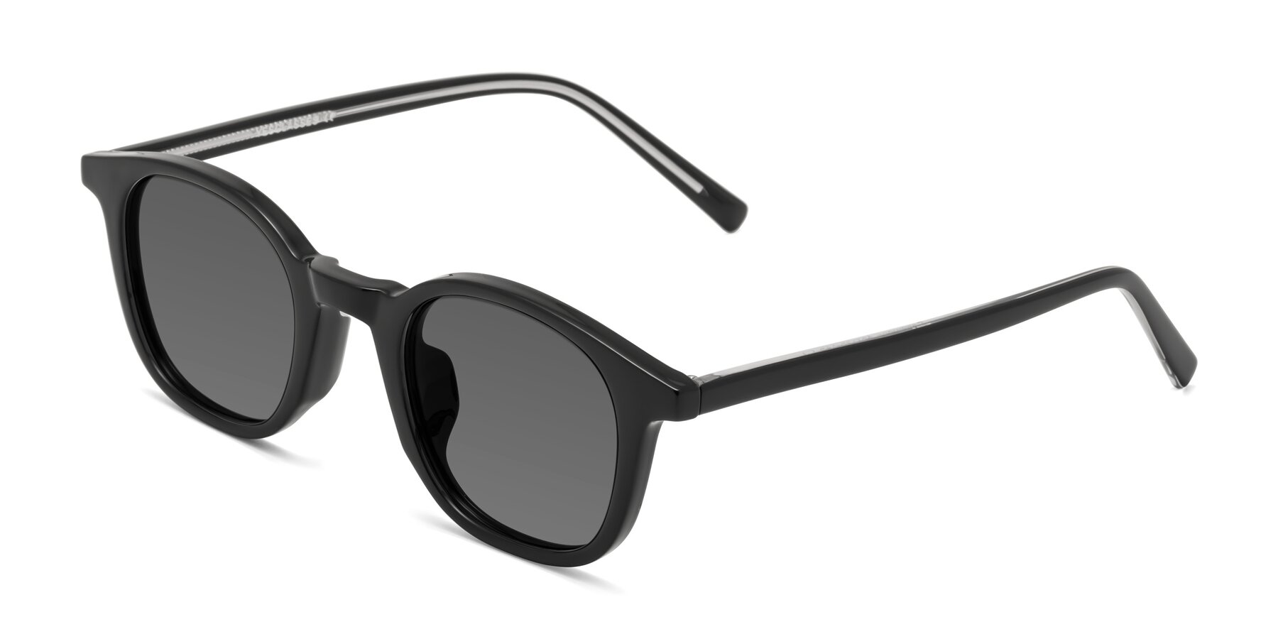 Angle of Cambridge in Black with Medium Gray Tinted Lenses