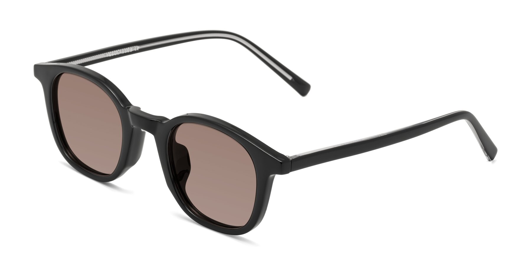 Angle of Cambridge in Black with Medium Brown Tinted Lenses
