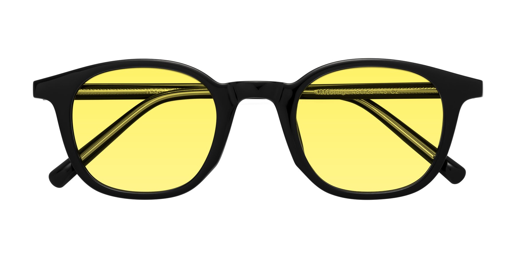 Folded Front of Cambridge in Black with Medium Yellow Tinted Lenses