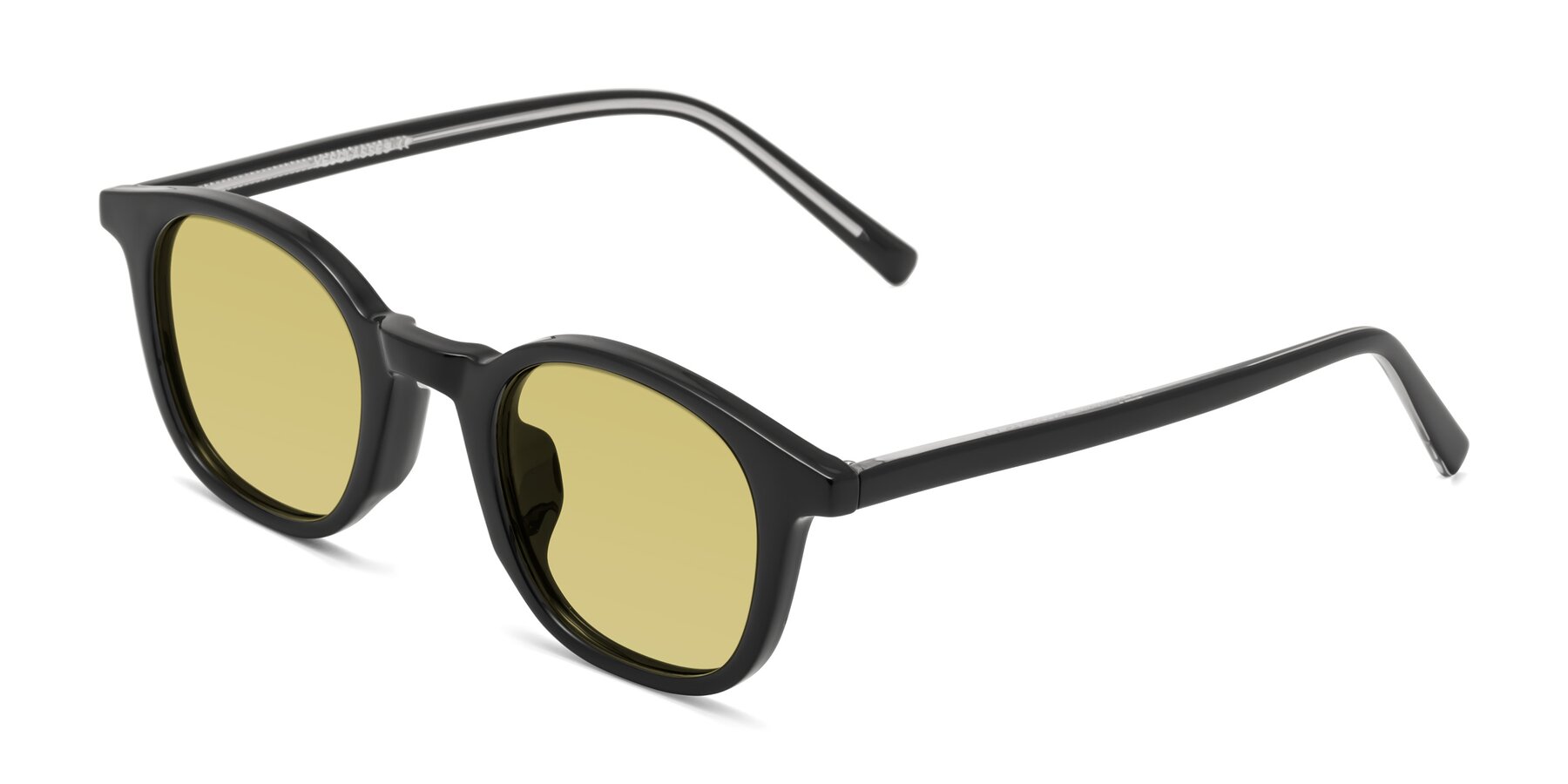 Angle of Cambridge in Black with Medium Champagne Tinted Lenses