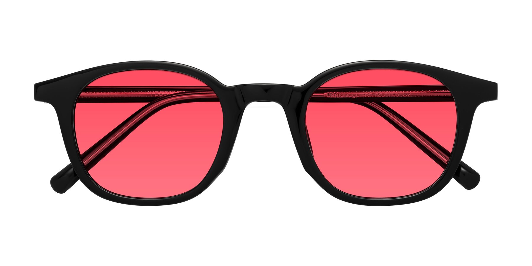 Folded Front of Cambridge in Black with Red Tinted Lenses