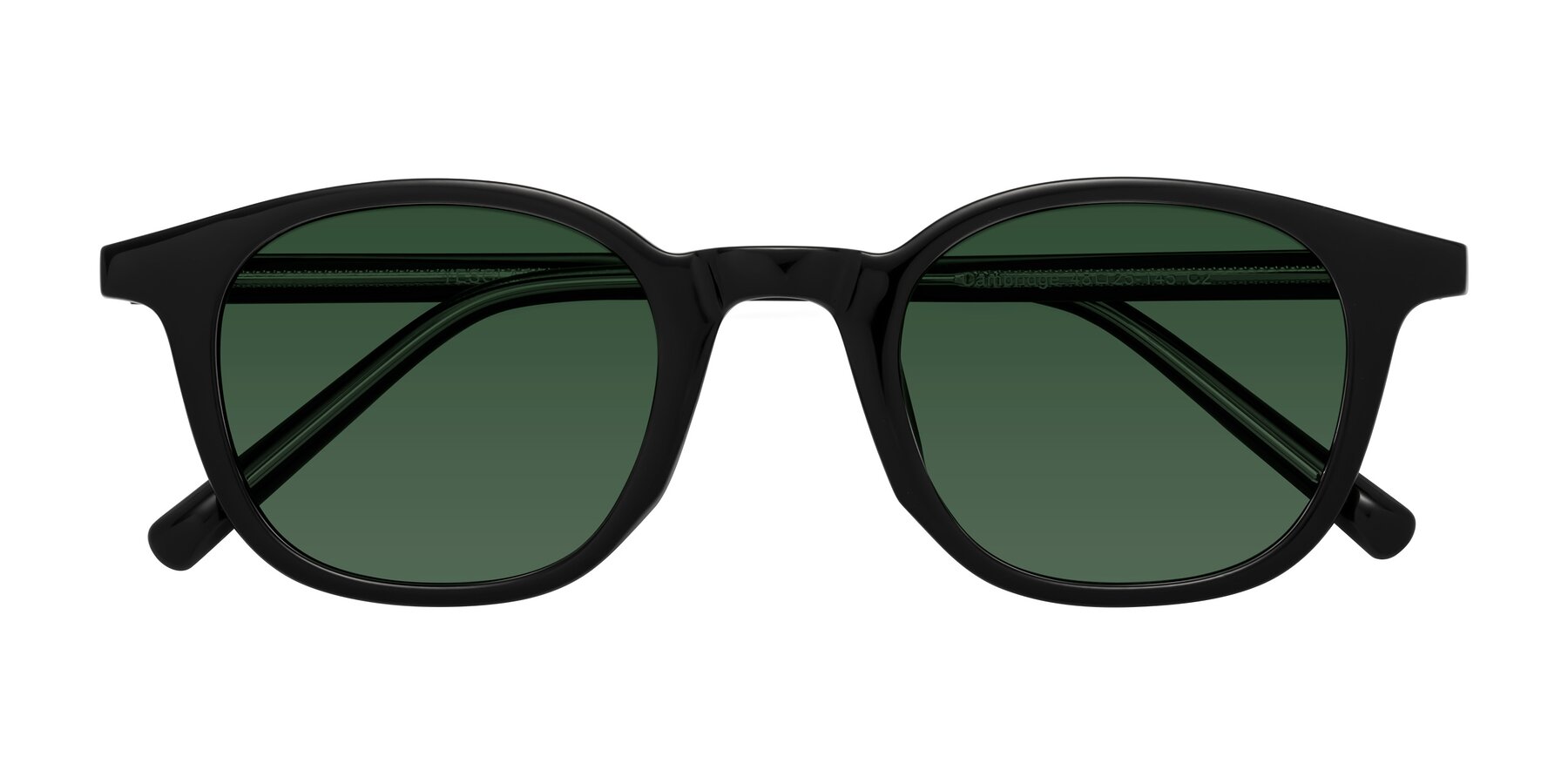 Folded Front of Cambridge in Black with Green Tinted Lenses