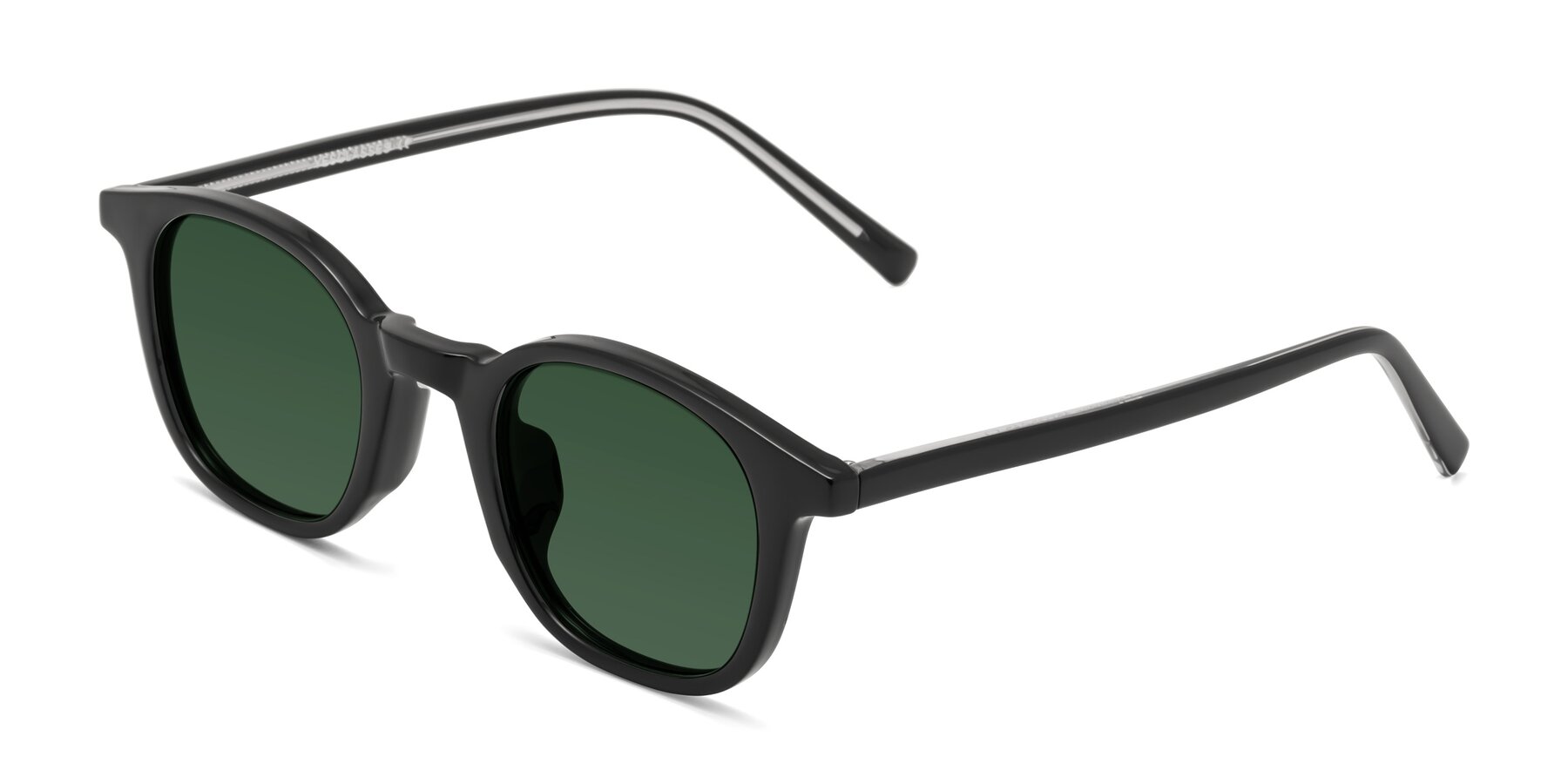 Angle of Cambridge in Black with Green Tinted Lenses