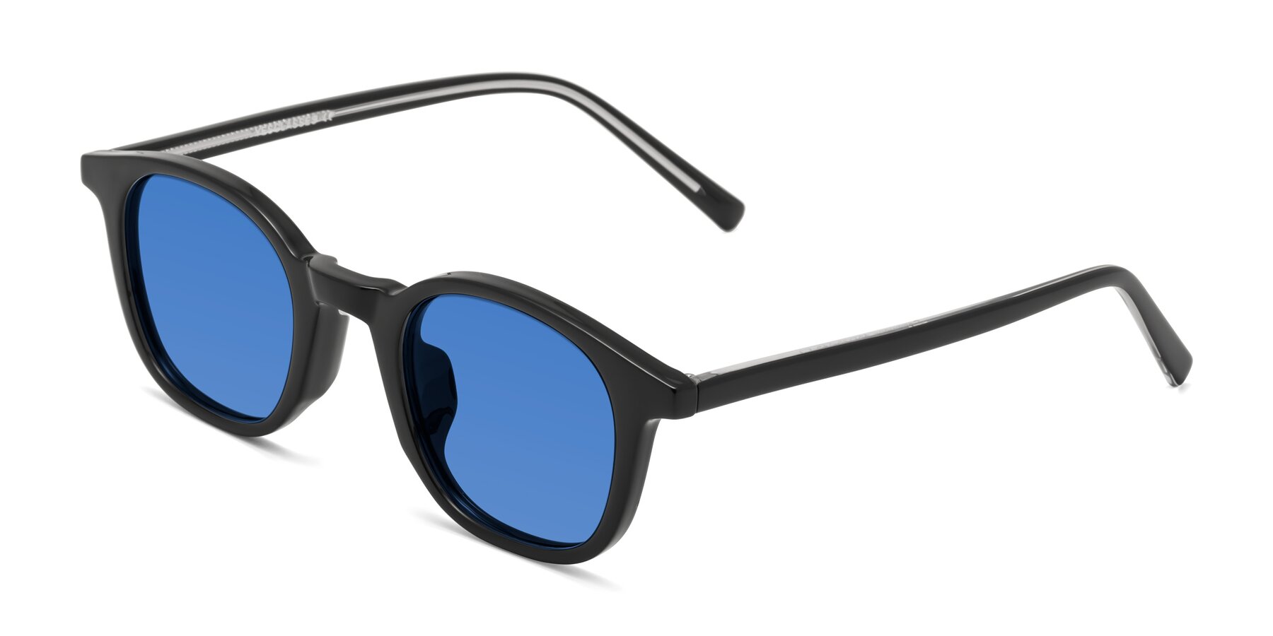 Angle of Cambridge in Black with Blue Tinted Lenses