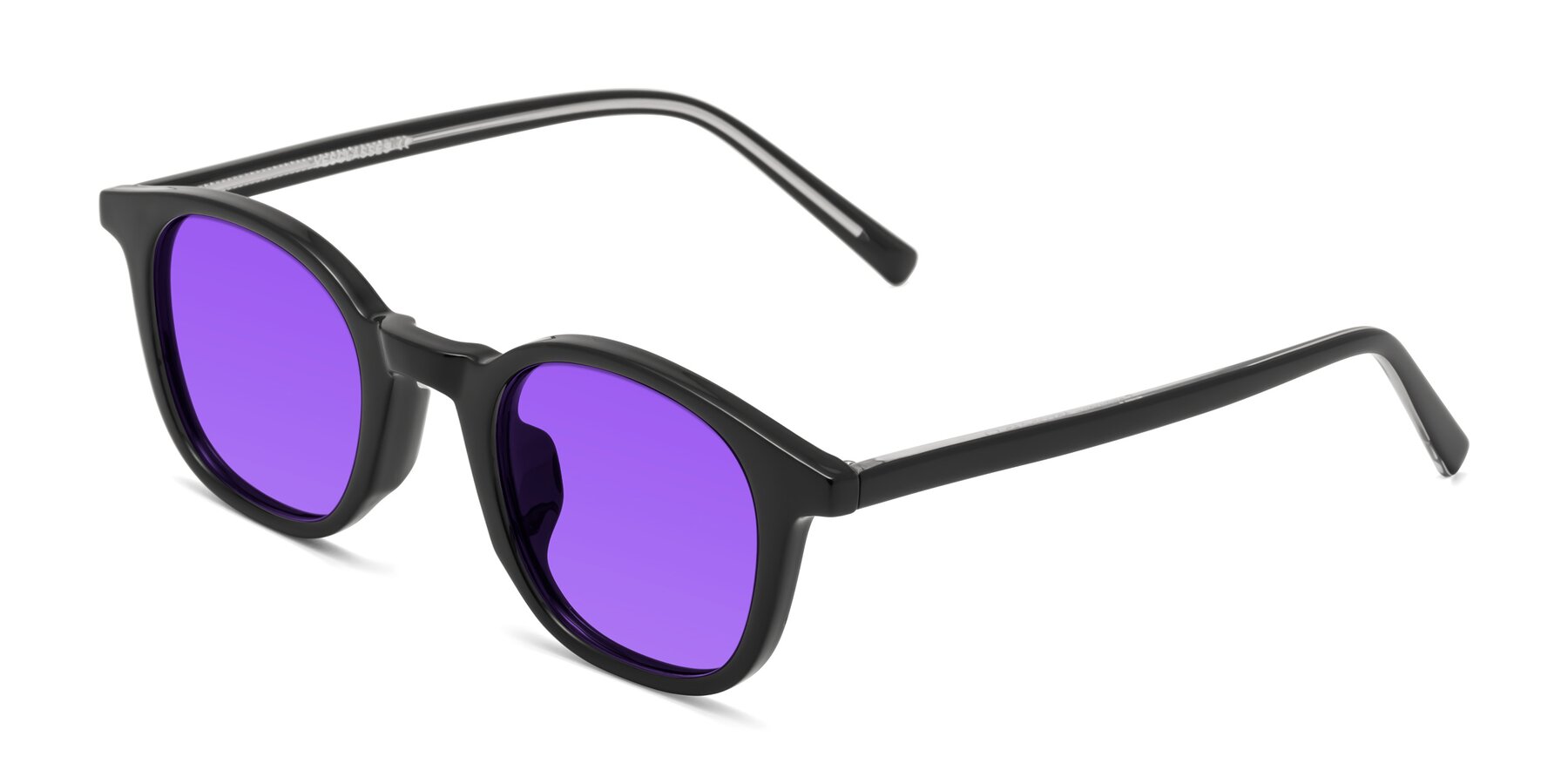 Angle of Cambridge in Black with Purple Tinted Lenses