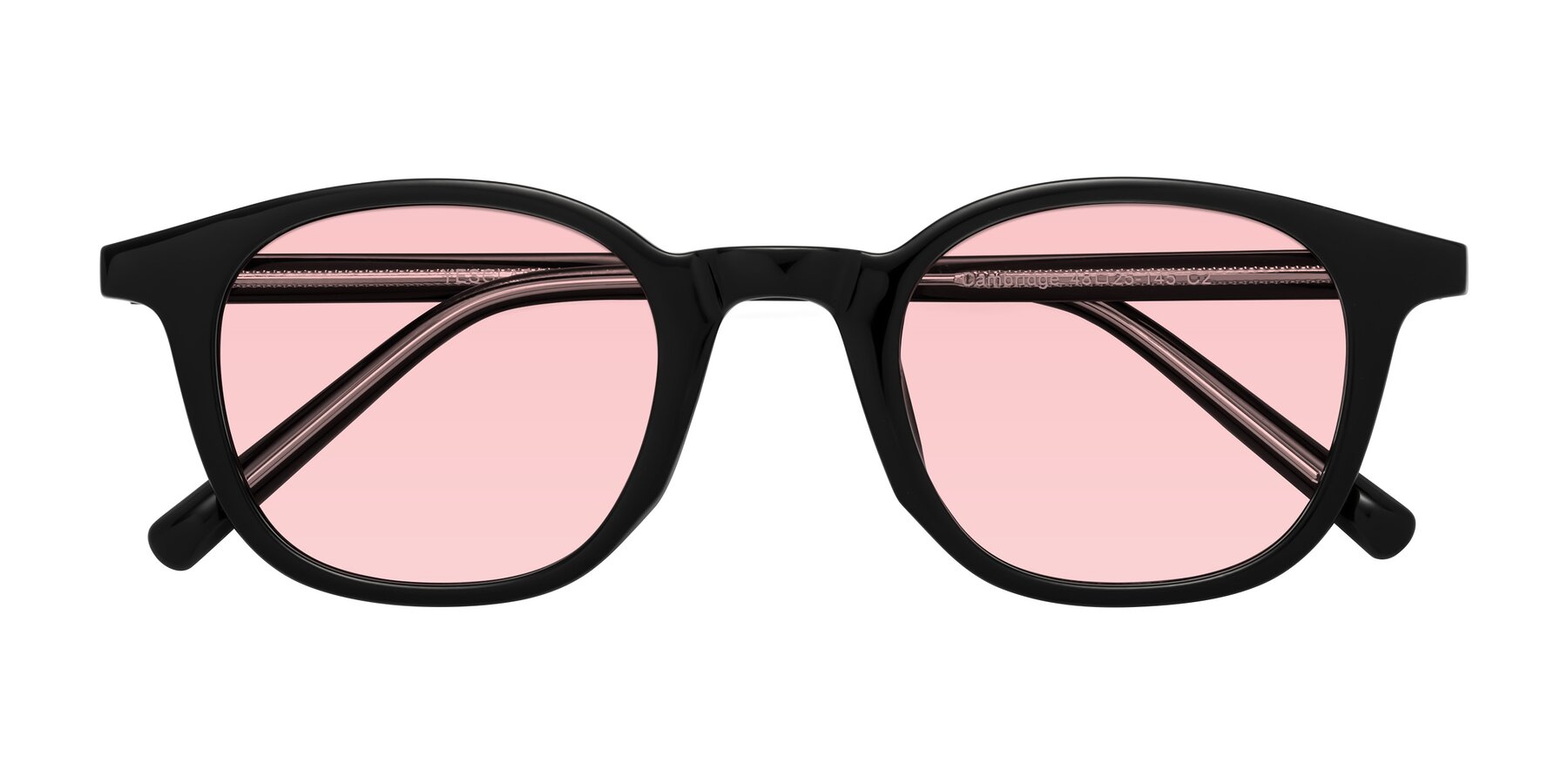 Folded Front of Cambridge in Black with Light Garnet Tinted Lenses