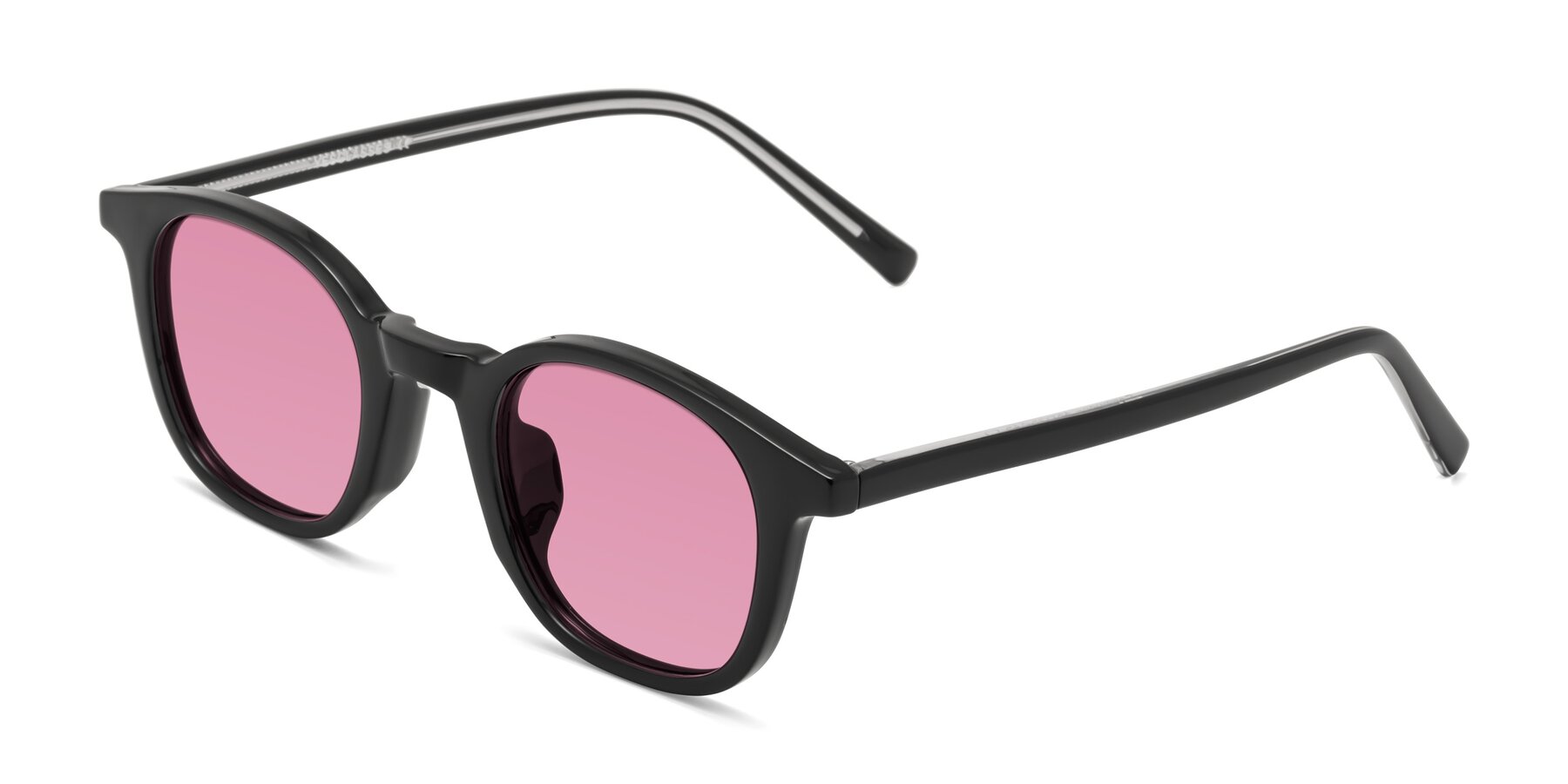 Angle of Cambridge in Black with Medium Wine Tinted Lenses