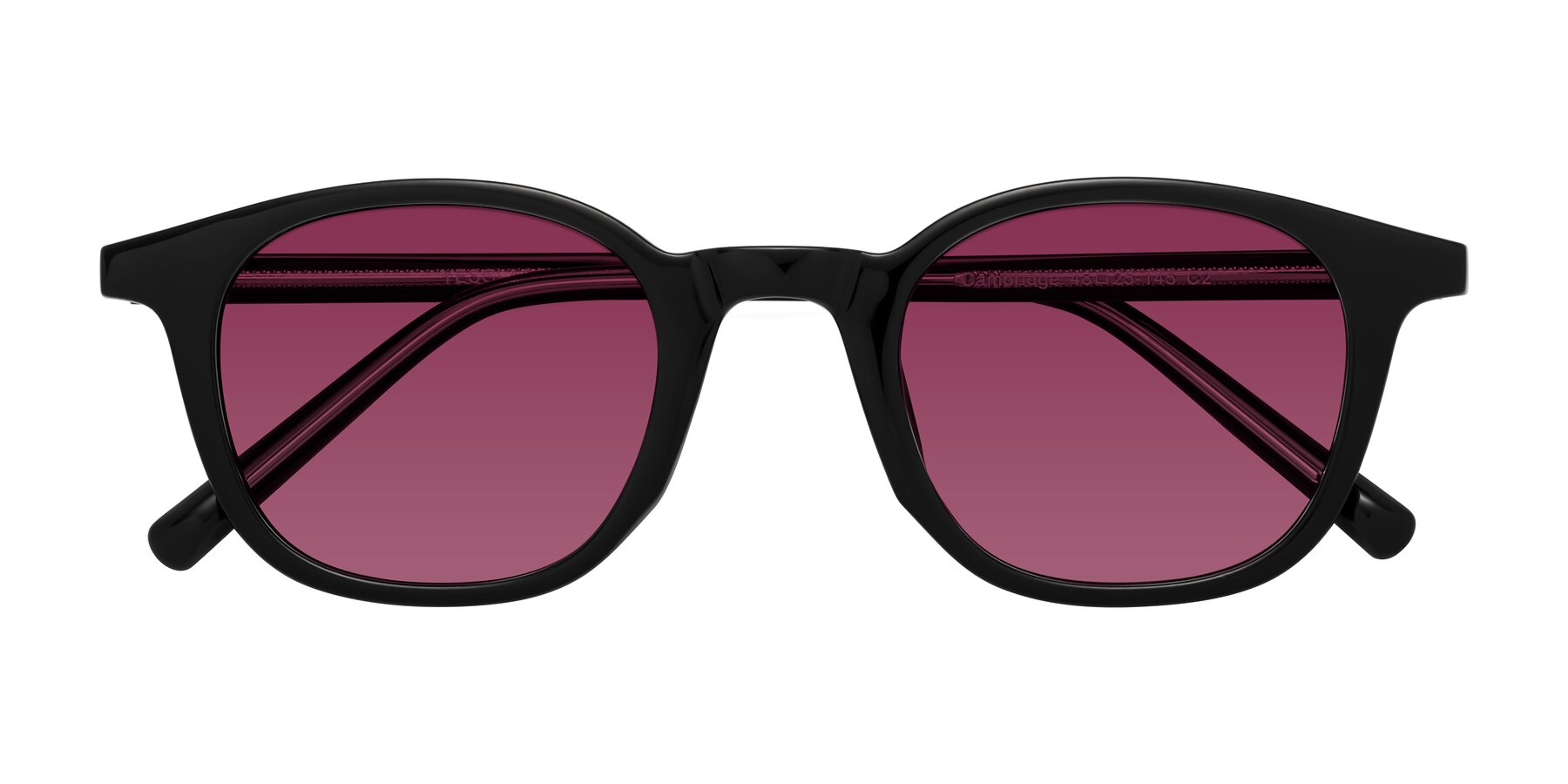 Folded Front of Cambridge in Black with Wine Tinted Lenses