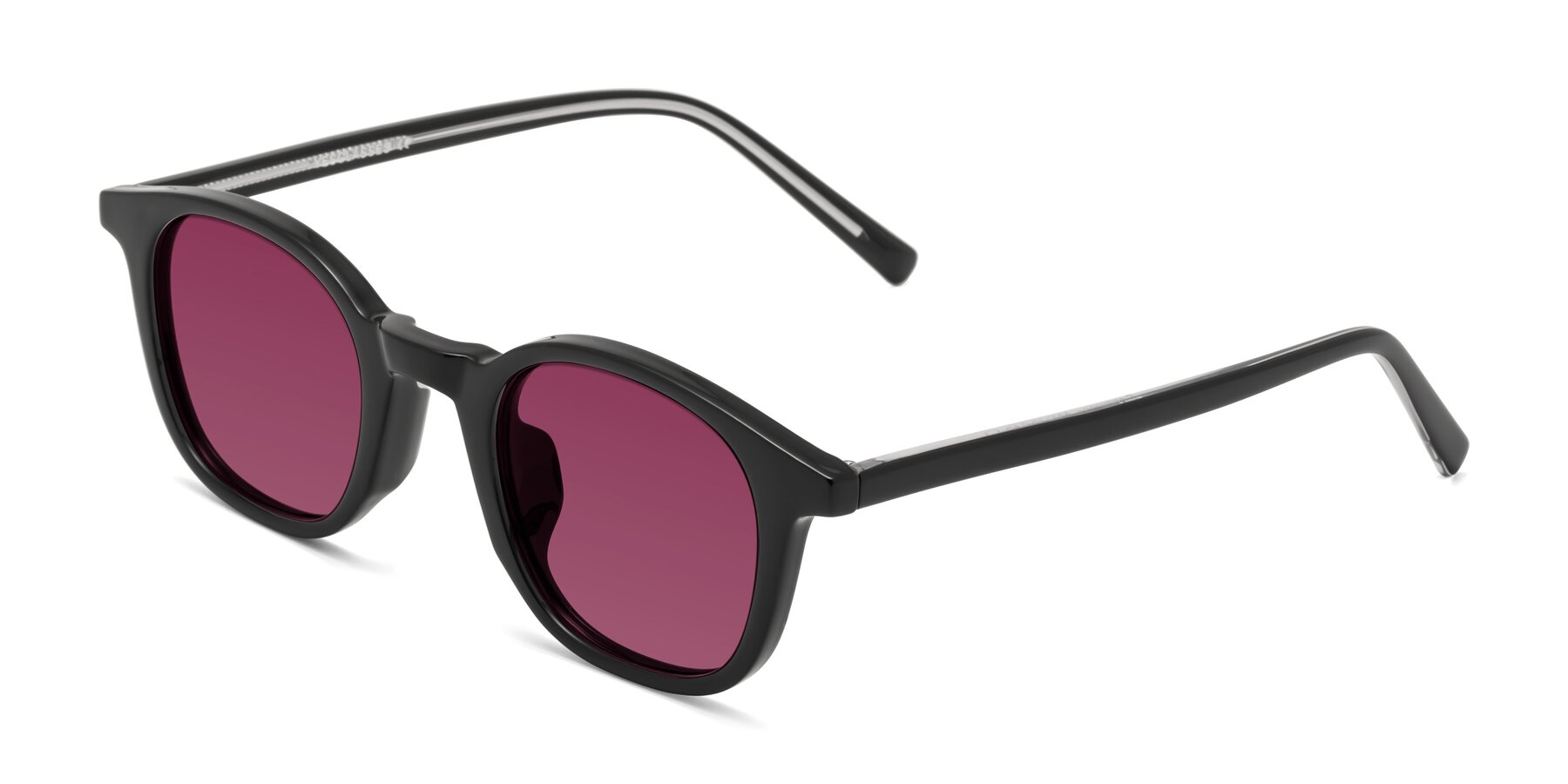 Angle of Cambridge in Black with Wine Tinted Lenses