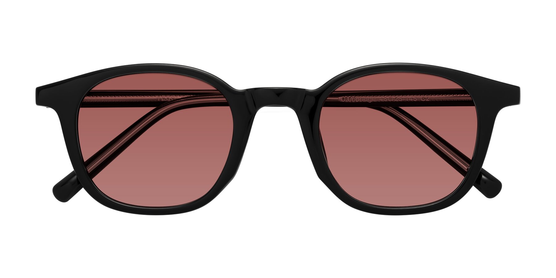 Folded Front of Cambridge in Black with Garnet Tinted Lenses