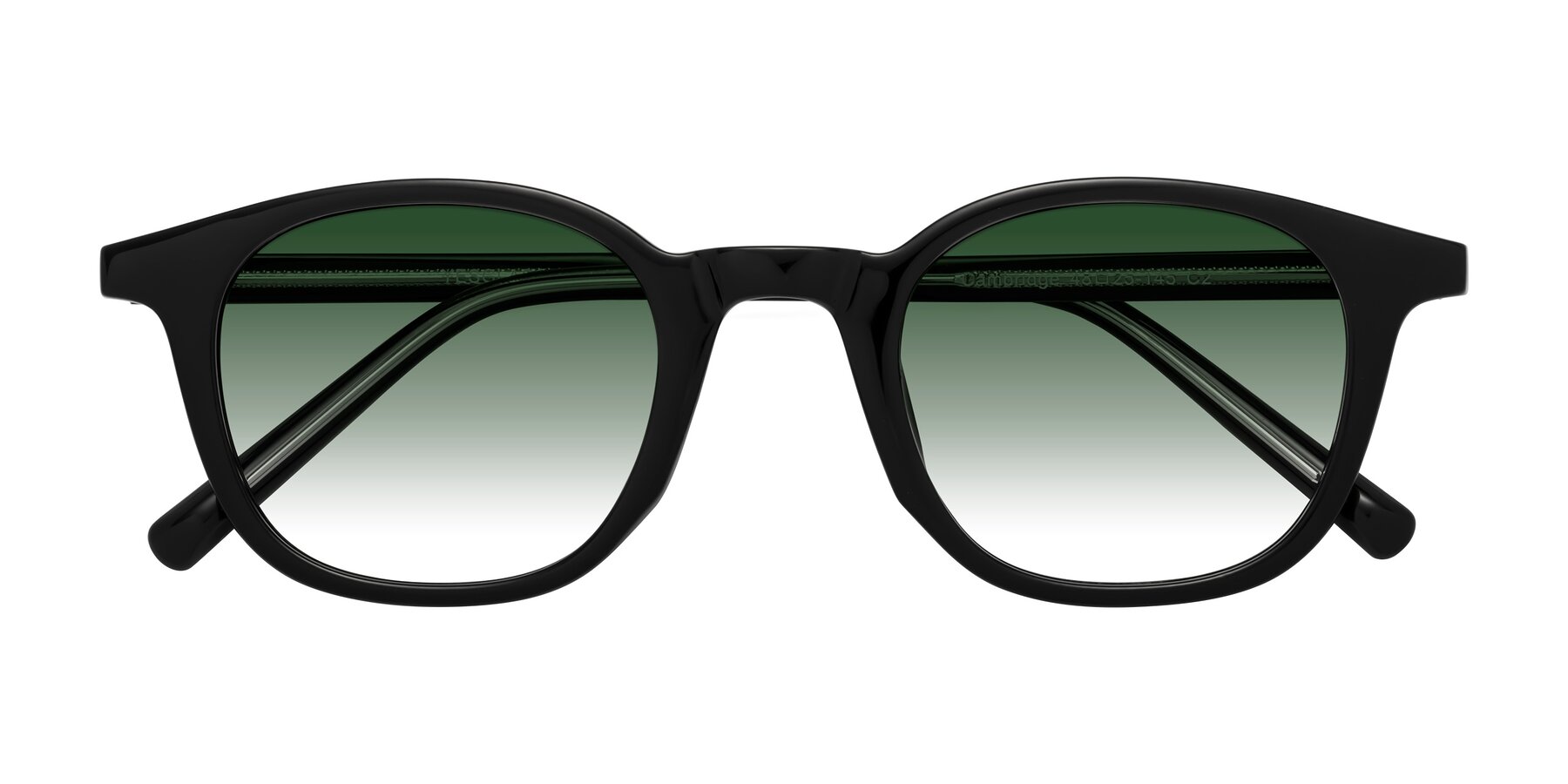 Folded Front of Cambridge in Black with Green Gradient Lenses
