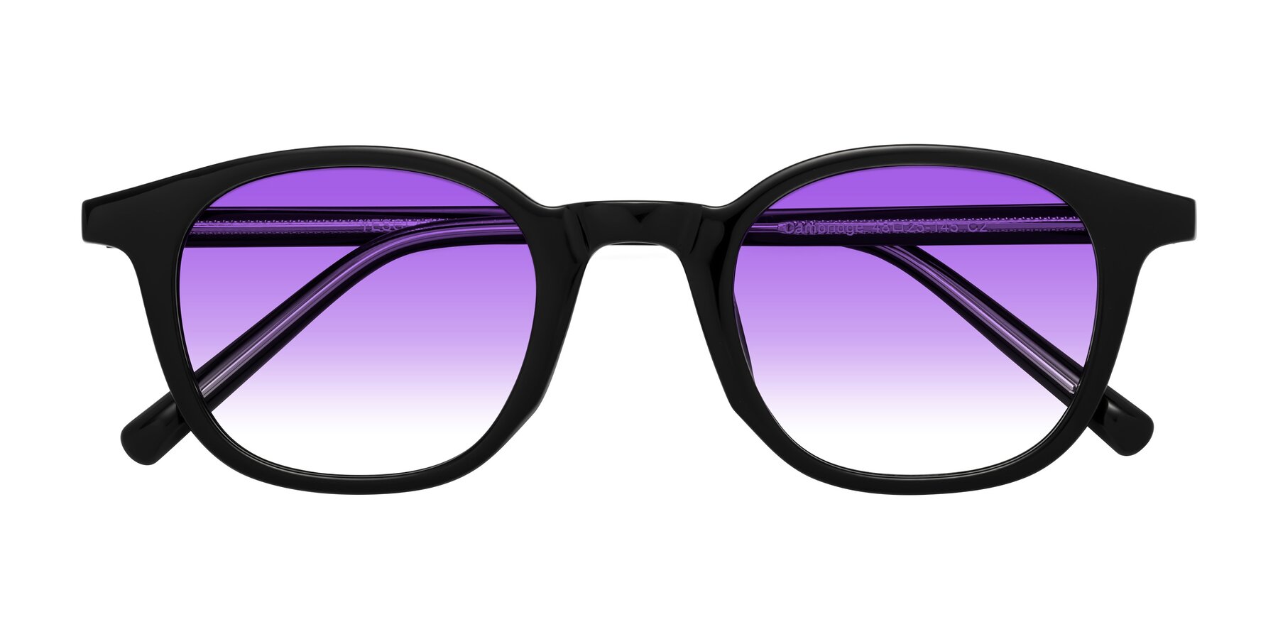 Folded Front of Cambridge in Black with Purple Gradient Lenses