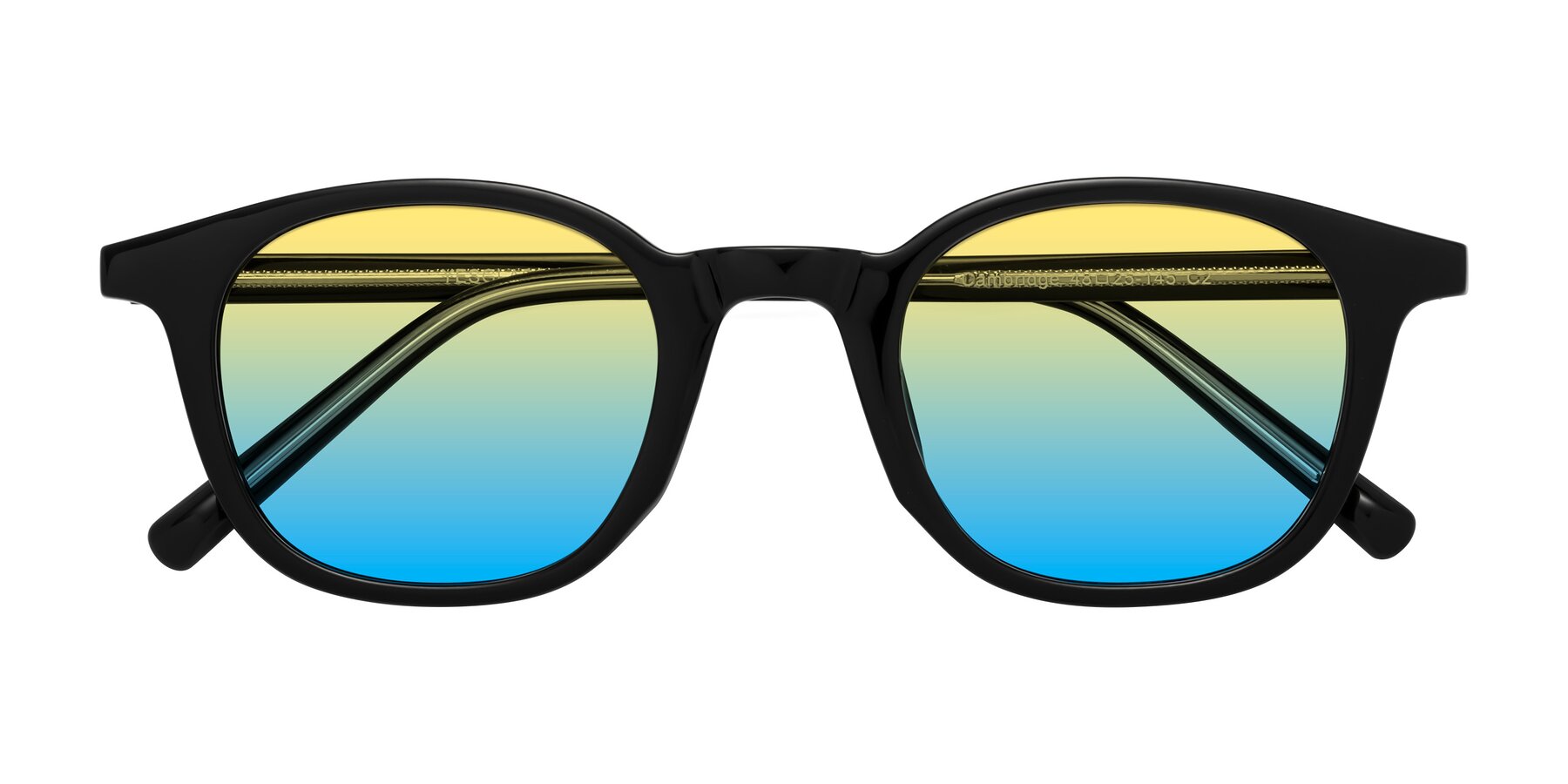 Folded Front of Cambridge in Black with Yellow / Blue Gradient Lenses