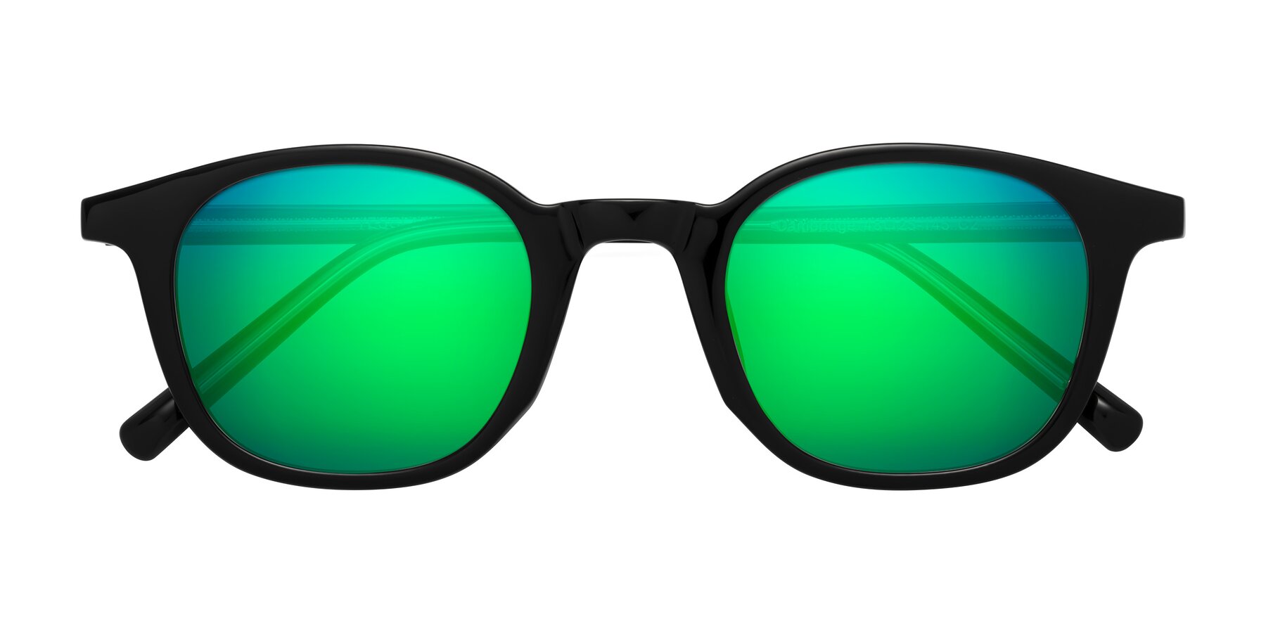 Folded Front of Cambridge in Black with Green Mirrored Lenses