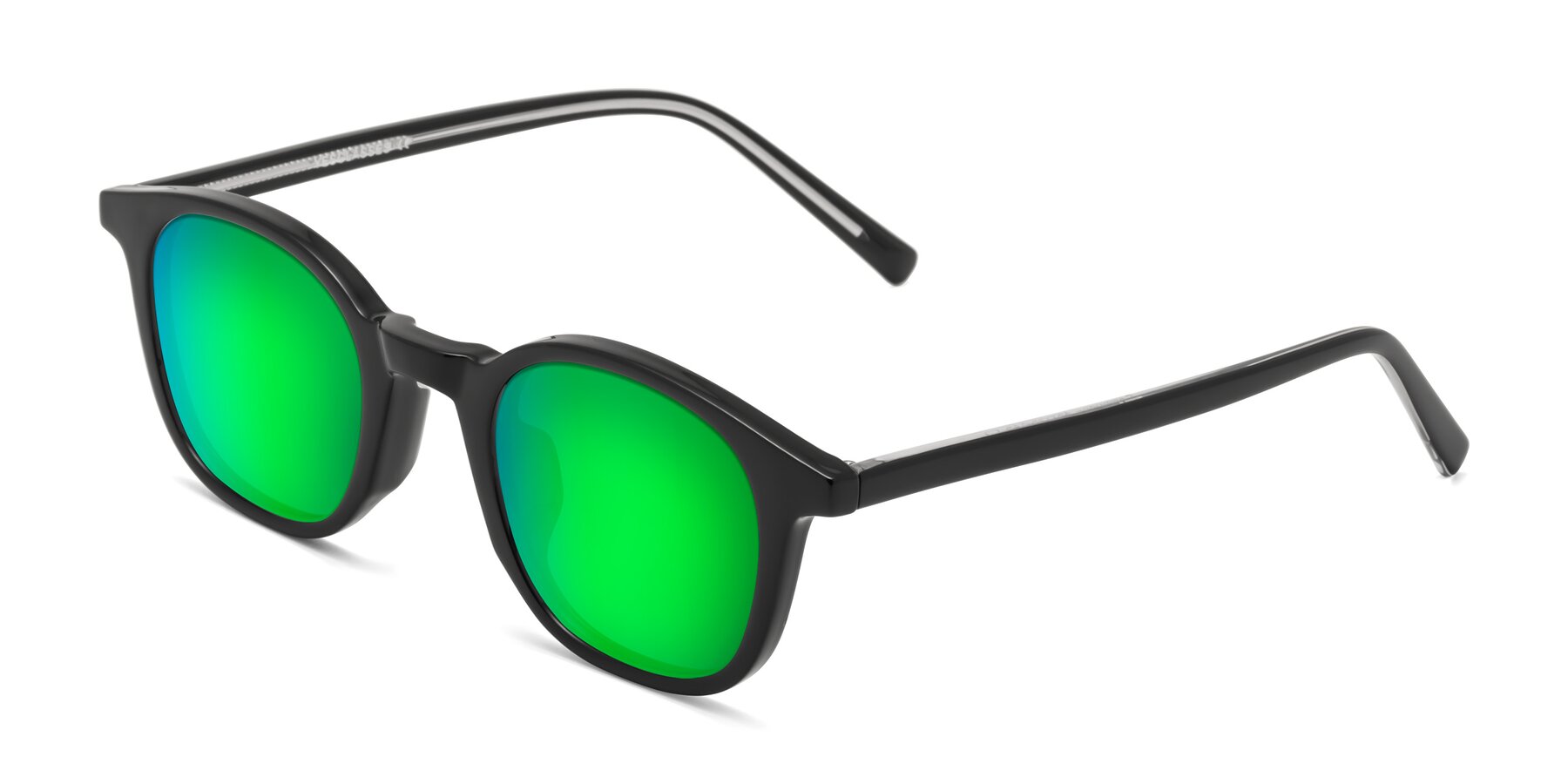 Angle of Cambridge in Black with Green Mirrored Lenses