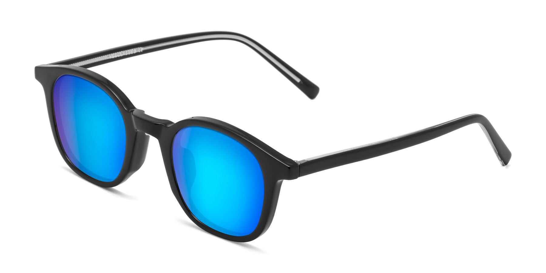 Angle of Cambridge in Black with Blue Mirrored Lenses