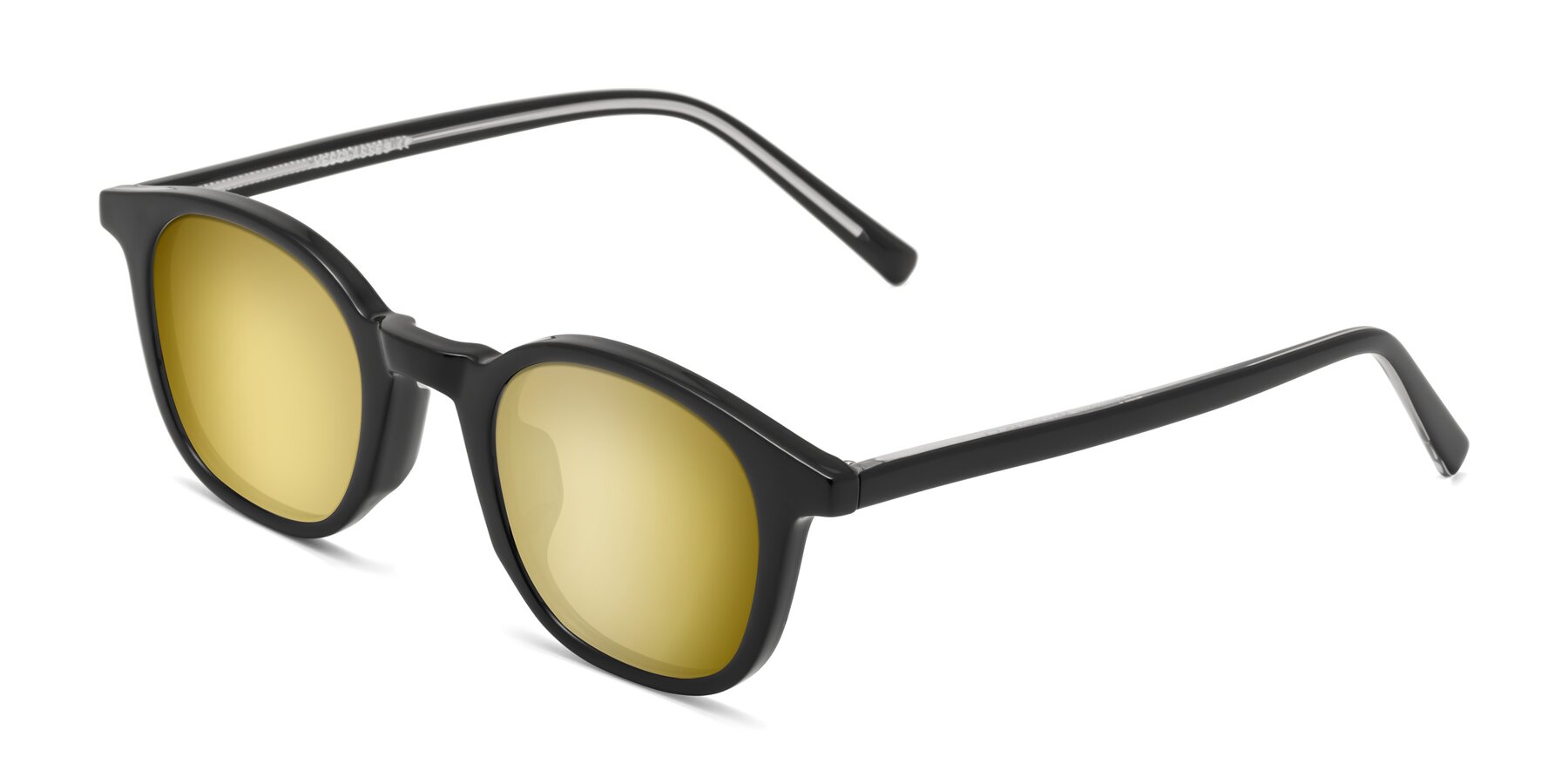 Angle of Cambridge in Black with Gold Mirrored Lenses